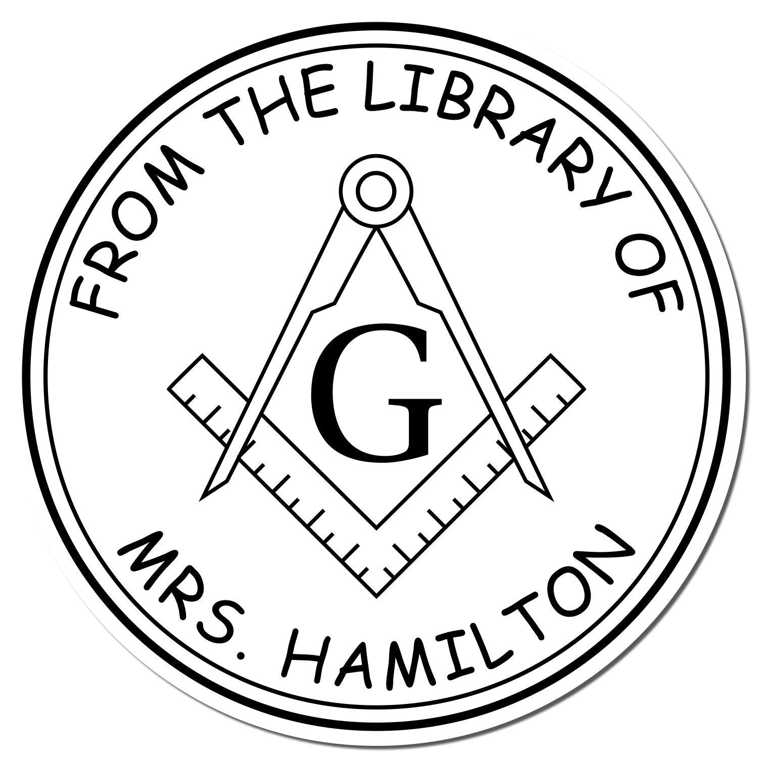 PSI Pre-Inked Purposeful Masons Personalized Personal Library Stamp - Engineer Seal Stamps