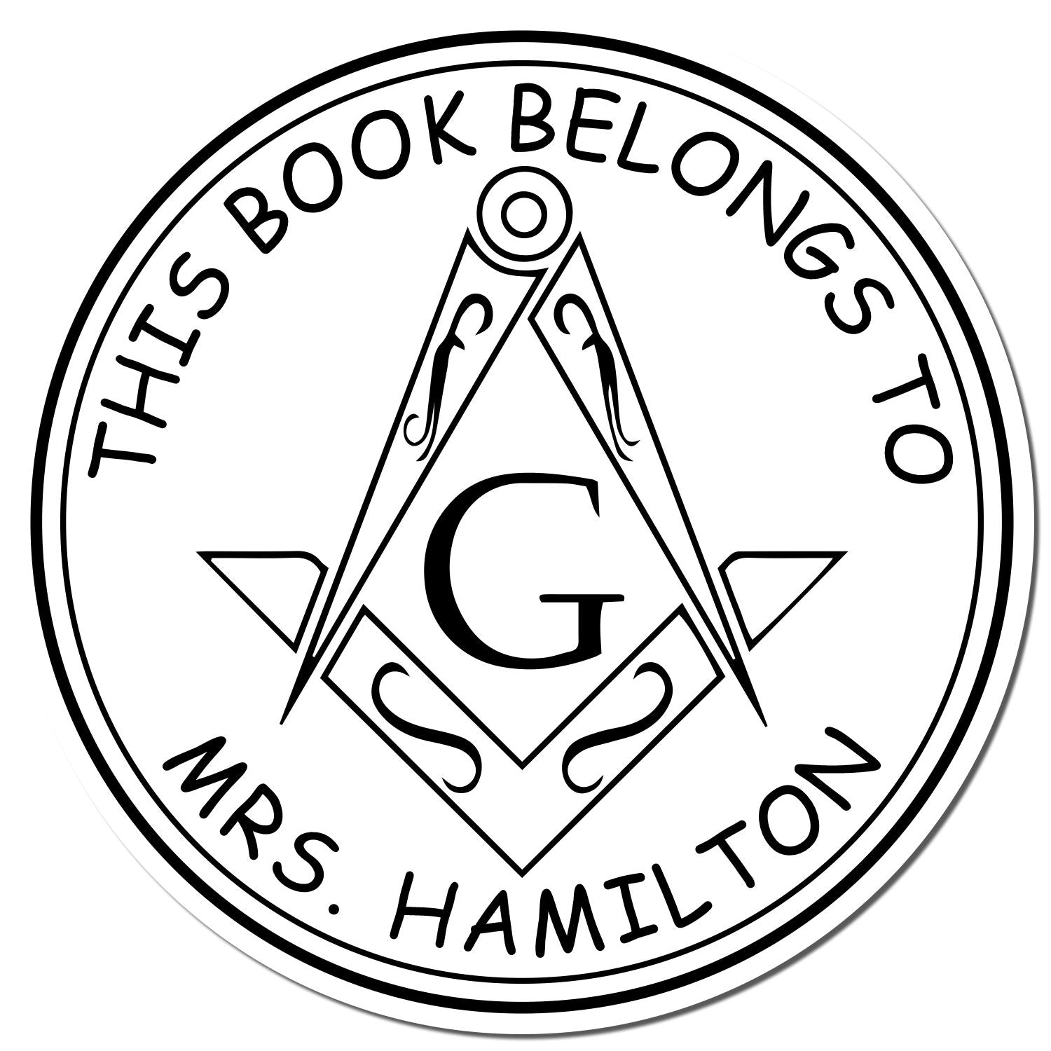 Wood Handle Timeless Masons Personalized Book Ownership Stamp