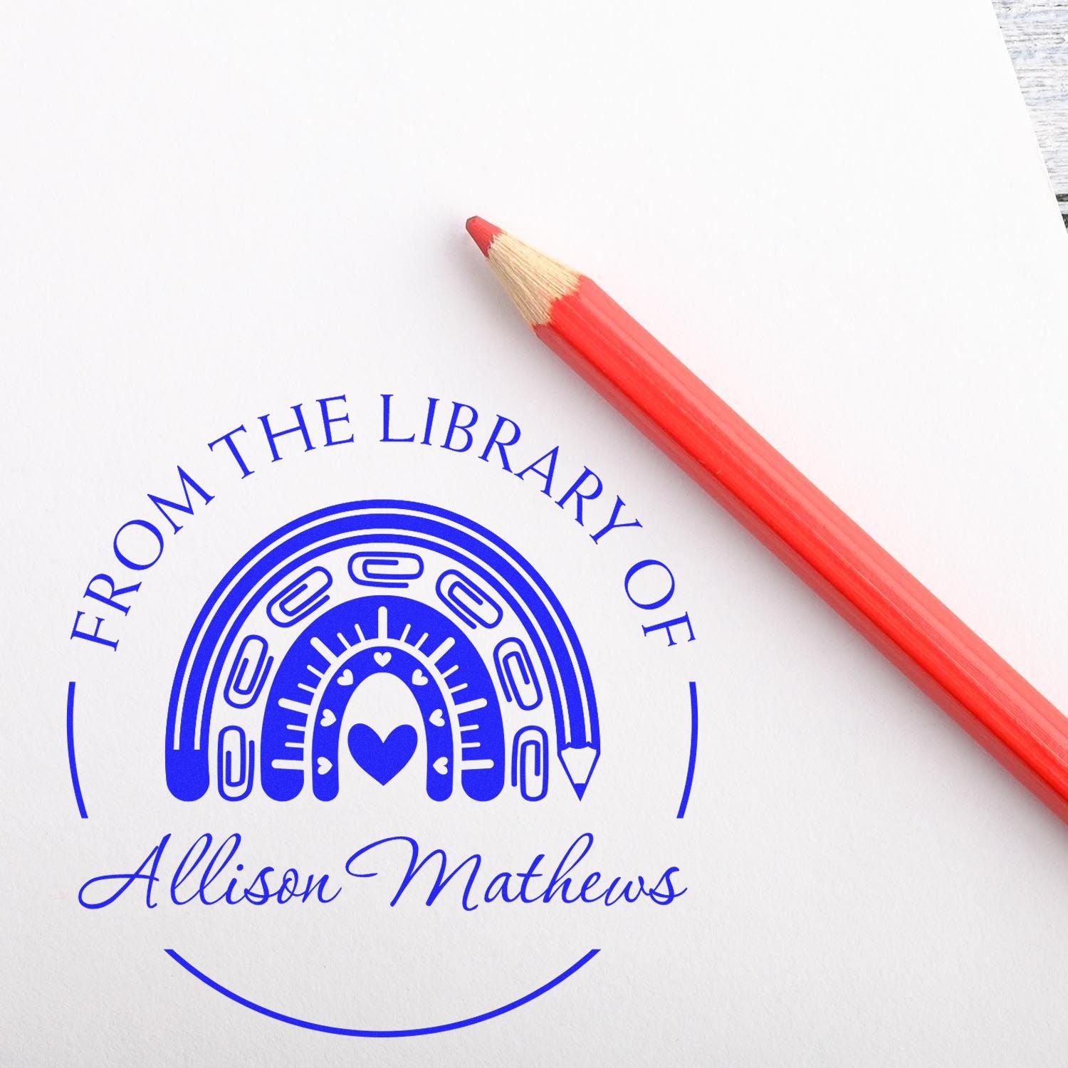 Pre-Inked Educational Rainbow Custom Made My Library Stamp - Engineer Seal Stamps