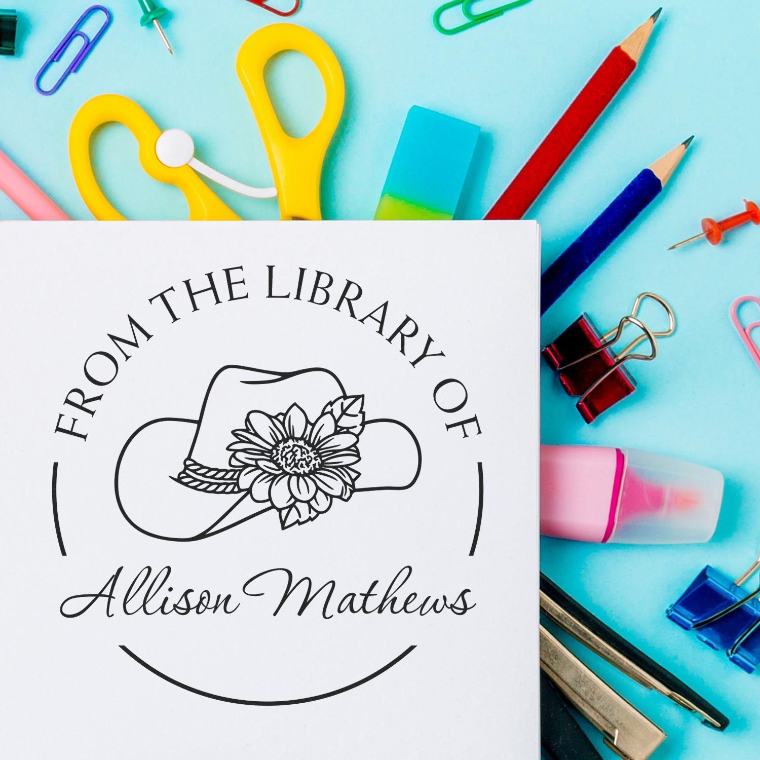 Pre-Inked Lovely Cowgirl Custom Made Ownership Stamp - Engineer Seal Stamps