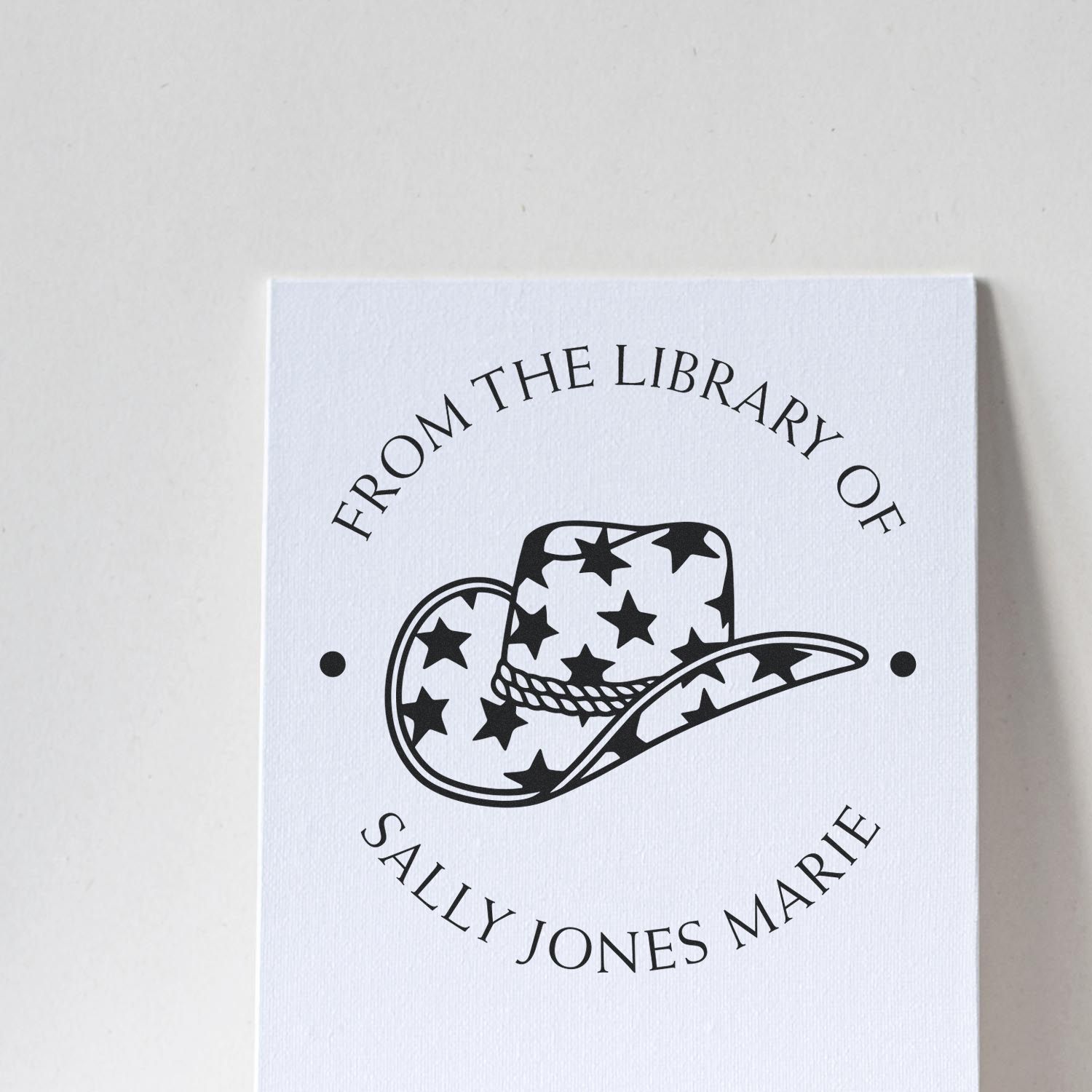 Pre-Inked Starry Cowgirl Custom Made Personal Library Stamp - Engineer Seal Stamps