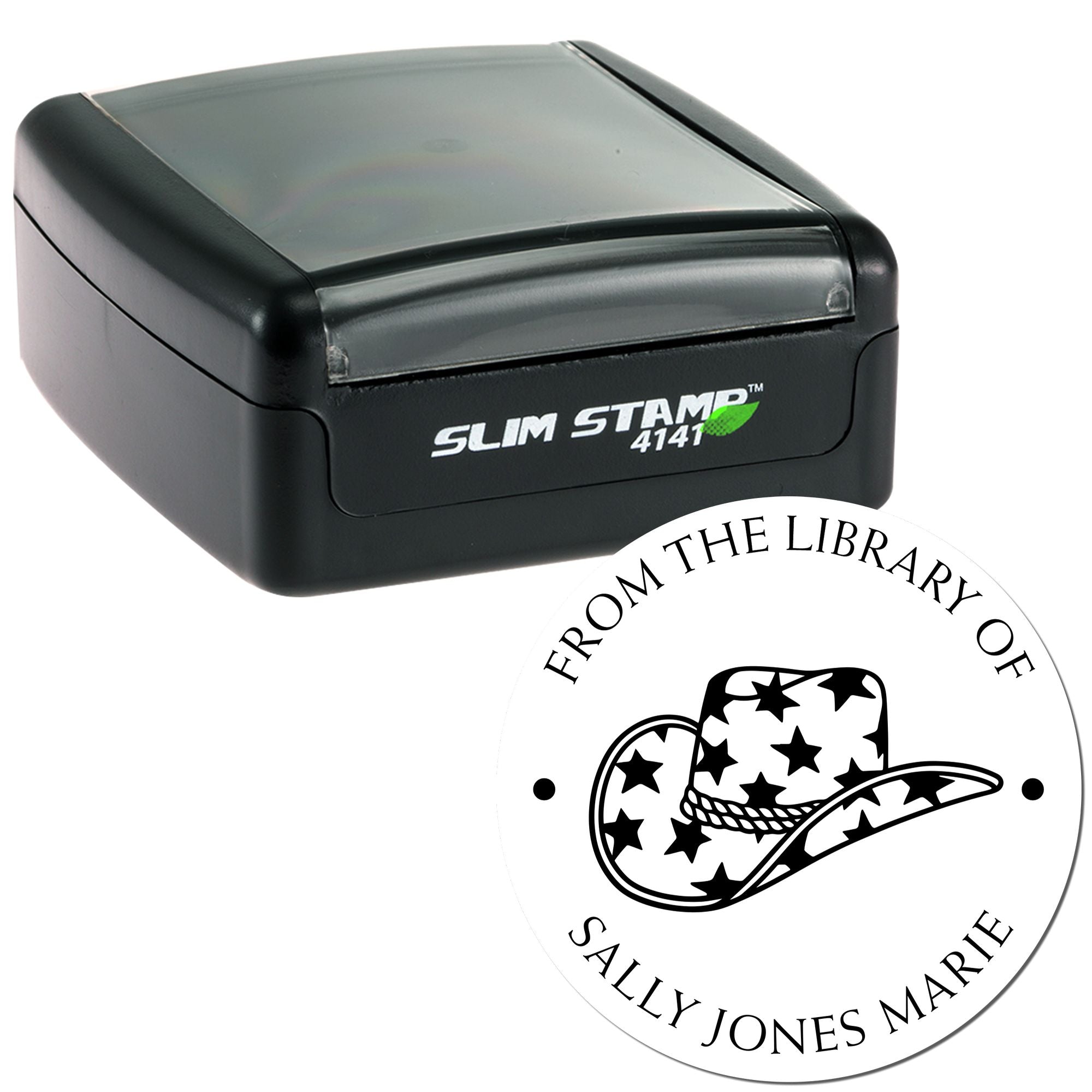 Pre-Inked Starry Cowgirl Custom Made Personal Library Stamp - Engineer Seal Stamps