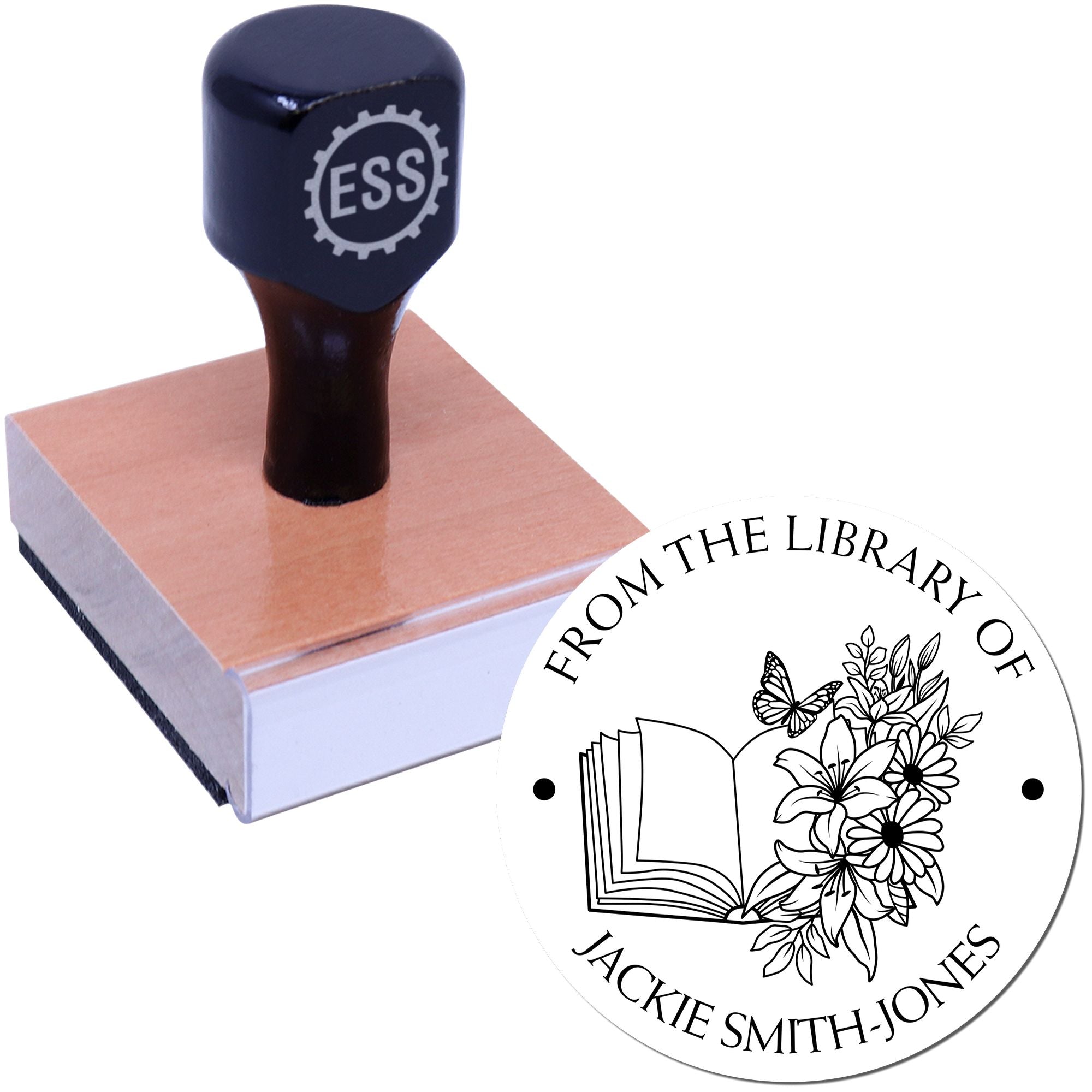 Wood Handle Flowered Classroom Customized Bookworm Stamper - Engineer Seal Stamps