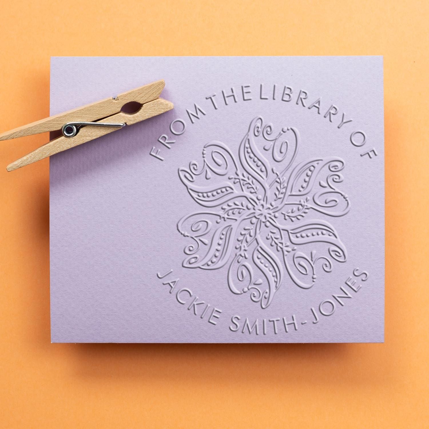 Desk Ornate Flower Personalized Private Library Paper Embosser - Engineer Seal Stamps