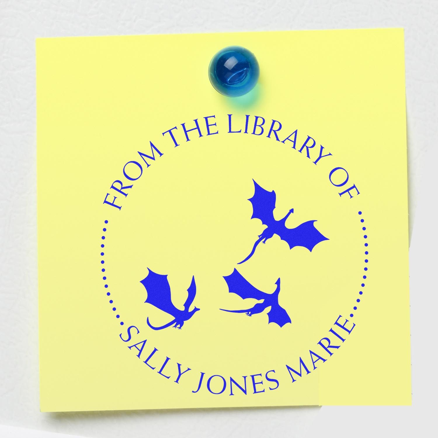 Pre-Inked Secretive Dragons Personalized Bookworm Stamp - Engineer Seal Stamps