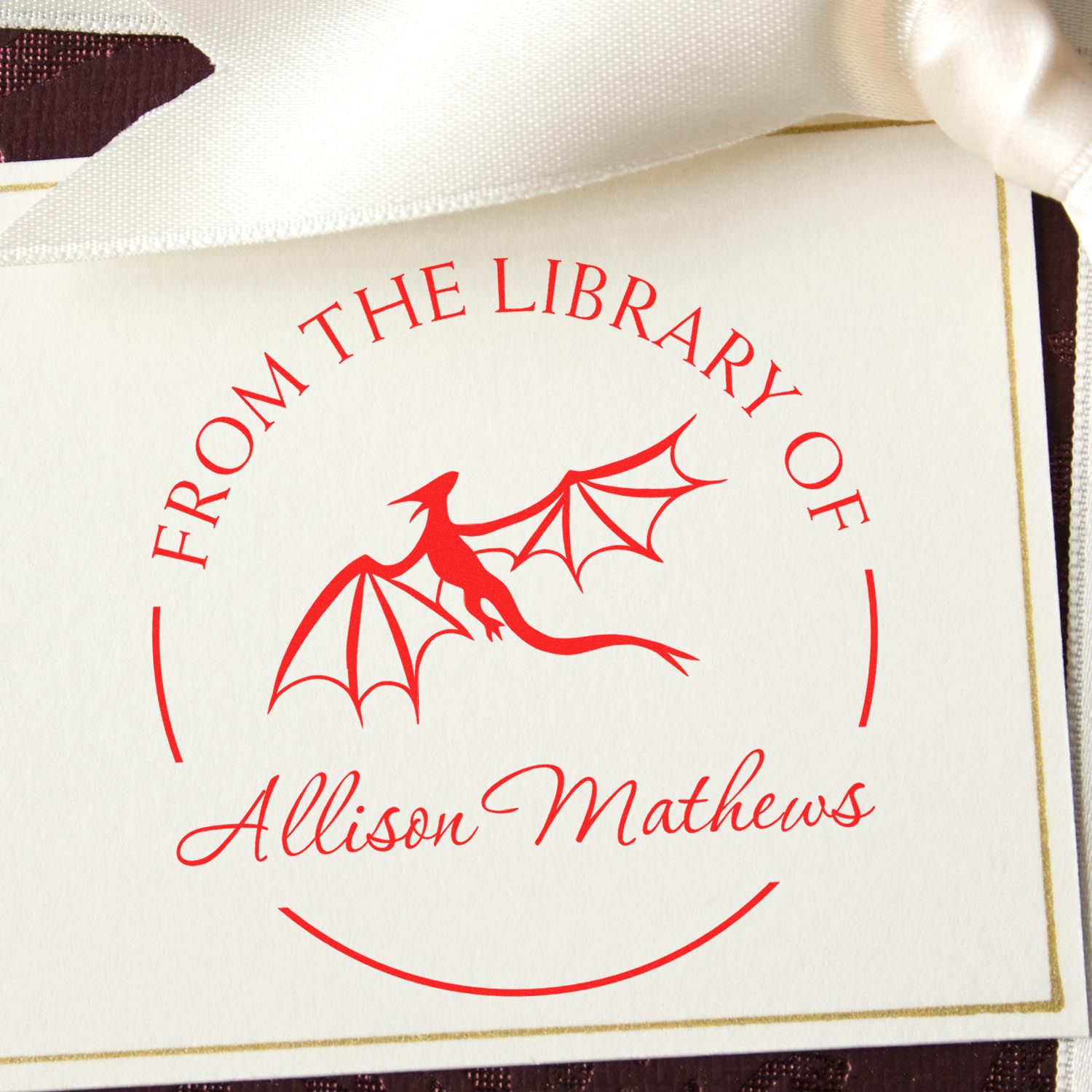 Pre-Inked Mystical Dragon Personalized Bookworm Stamper - Engineer Seal Stamps