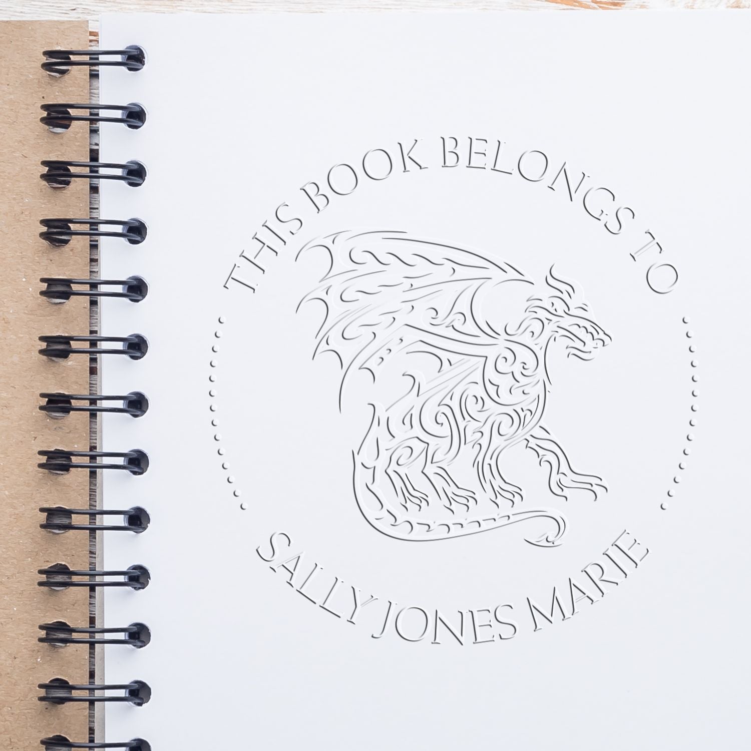 Hybrid Legendary Dragon Personalized Book Ownership Label Embossed Stamp - Engineer Seal Stamps