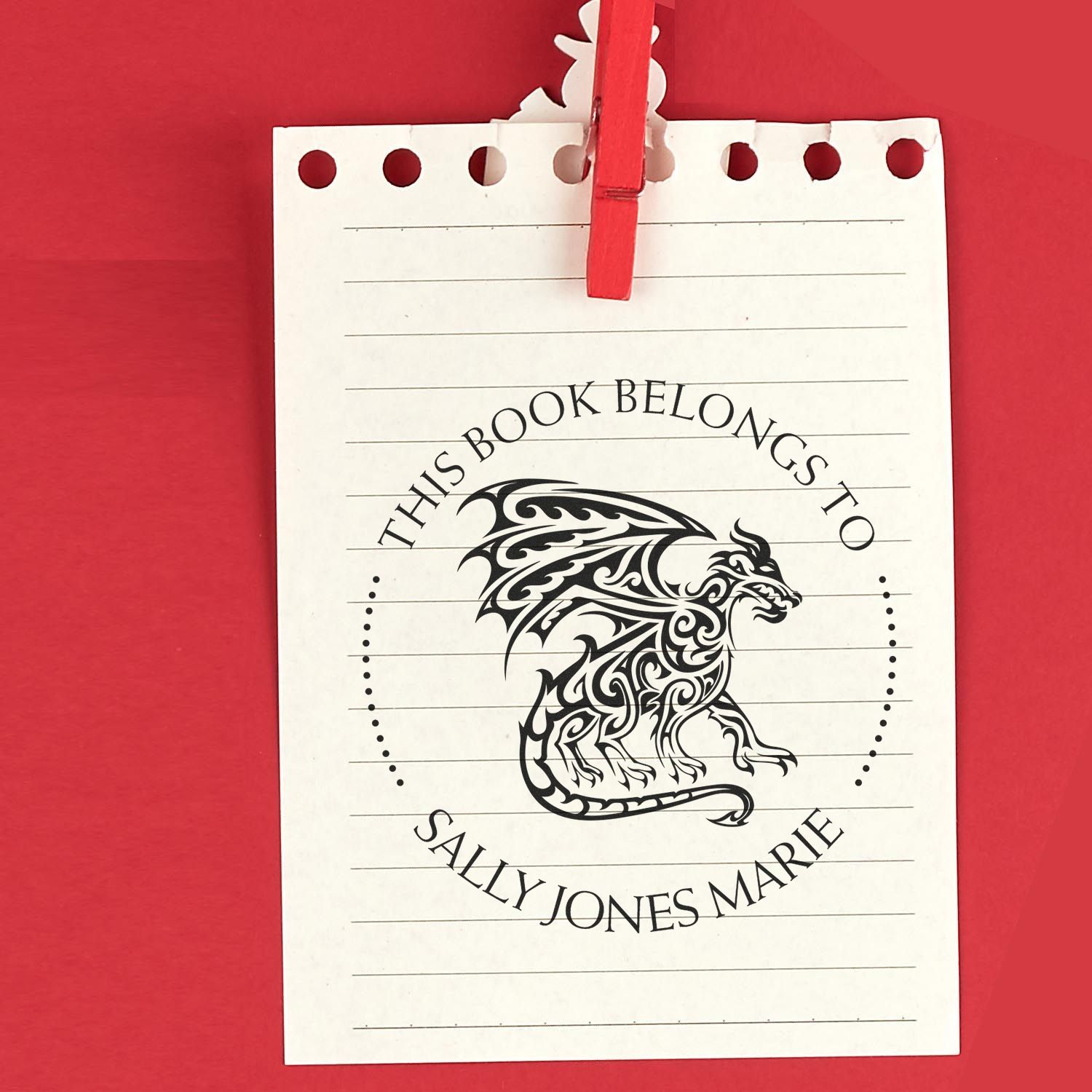 Wood Handle Legendary Dragon Custom Bibliophile Stamp - Engineer Seal Stamps
