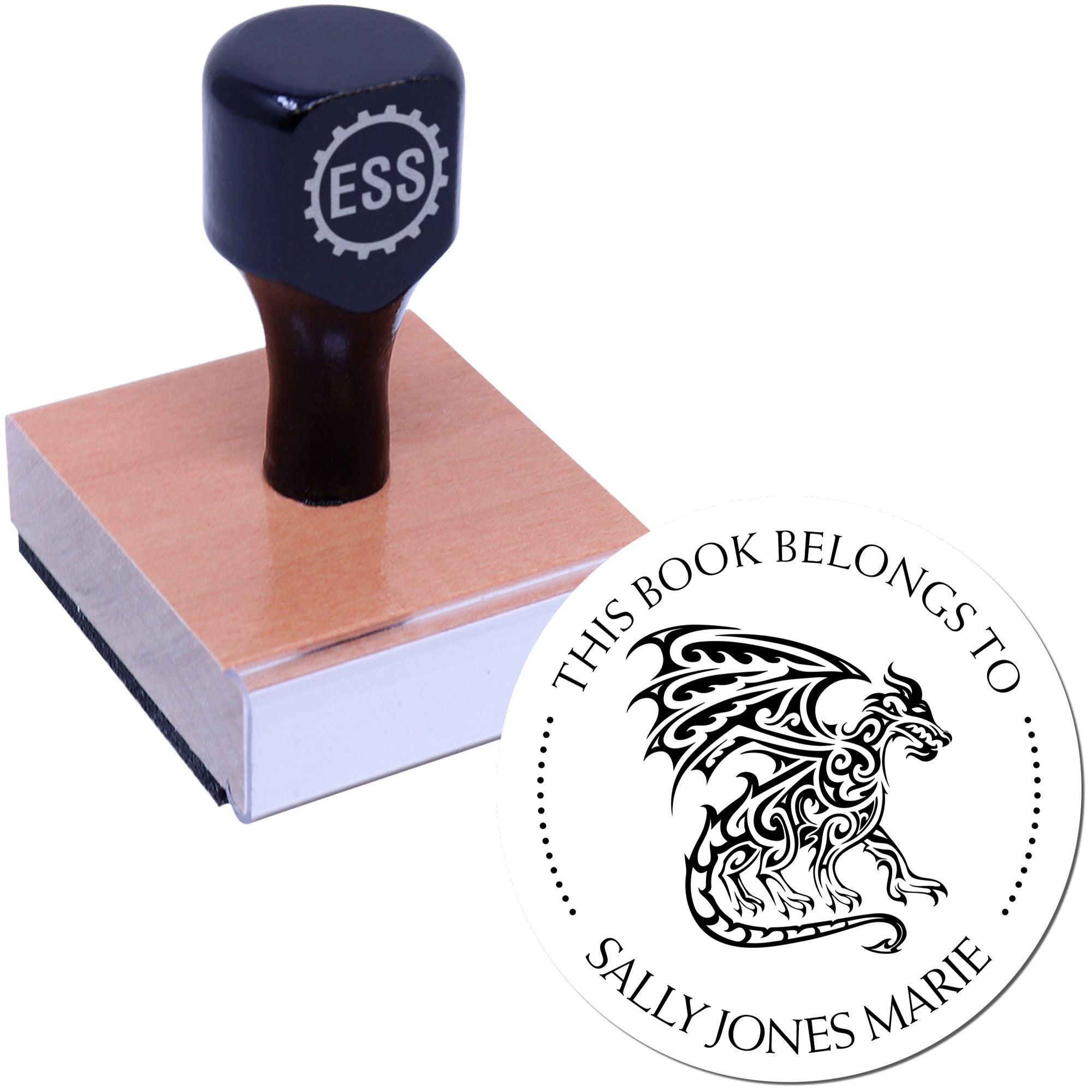 Wood Handle Legendary Dragon Custom Bibliophile Stamp - Engineer Seal Stamps