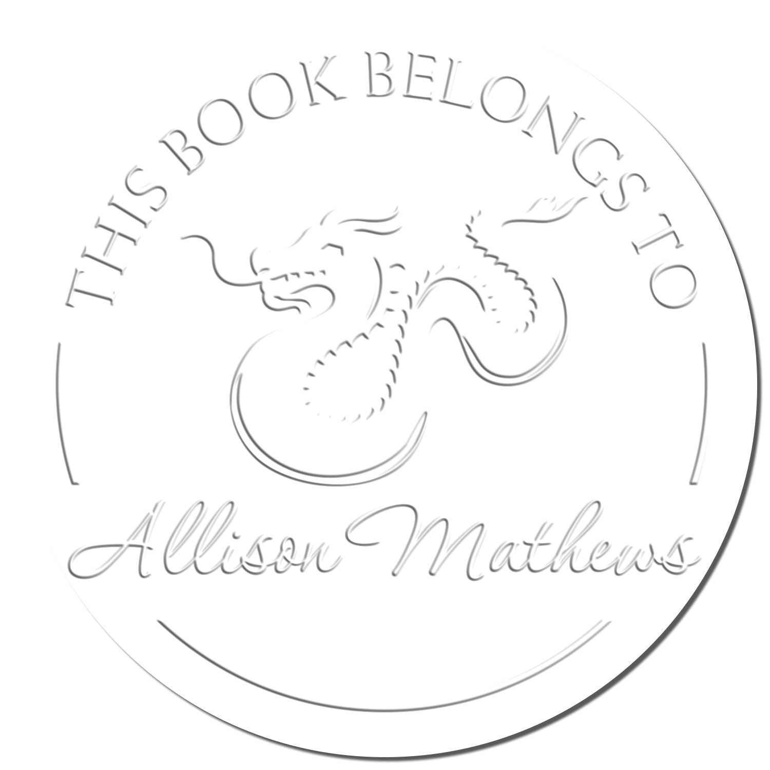 Hybrid Majestic Dragon Personalized Book Ownership Label Embosser - Engineer Seal Stamps