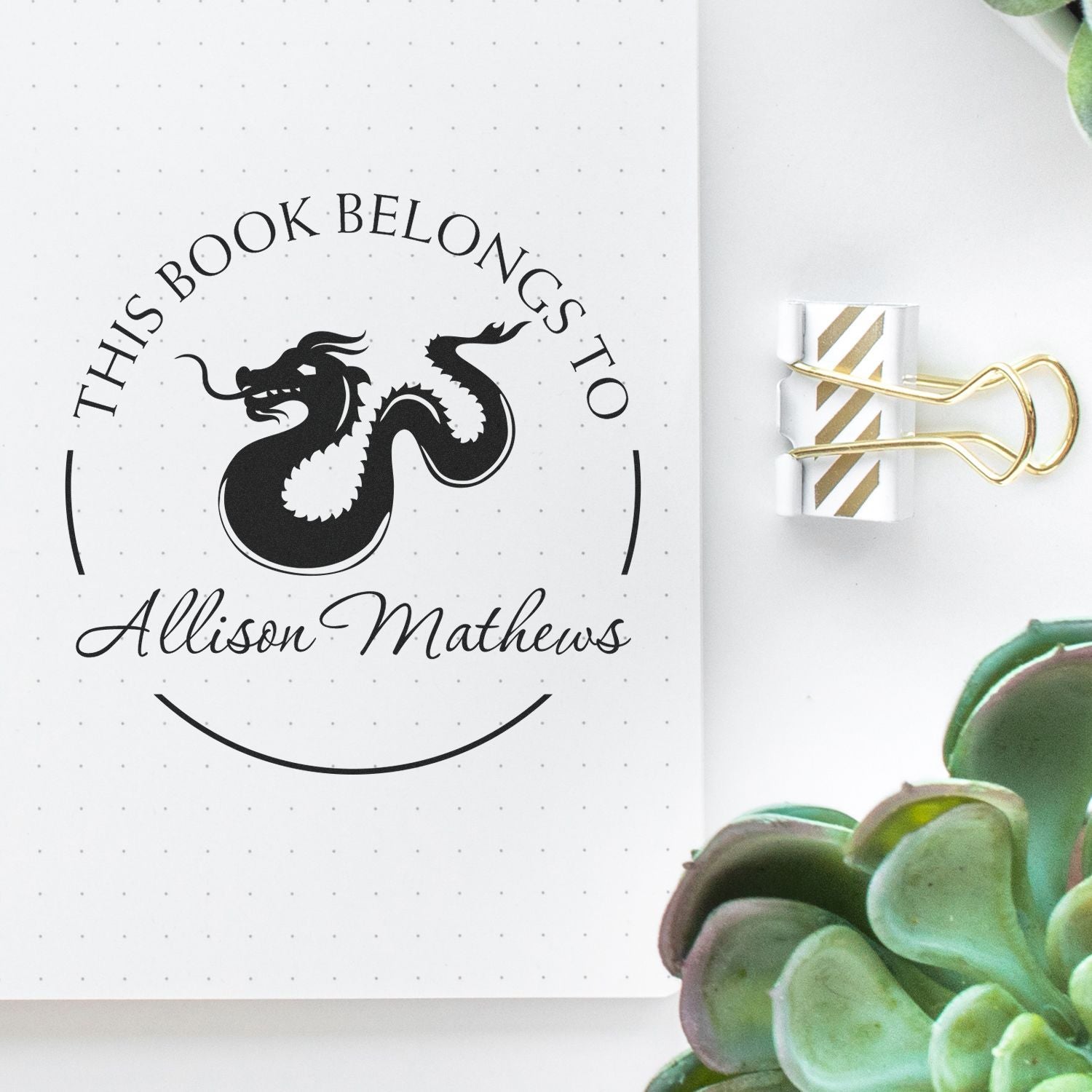 Pre-Inked Majestic Dragon Personalized From The Library Of Stamper - Engineer Seal Stamps