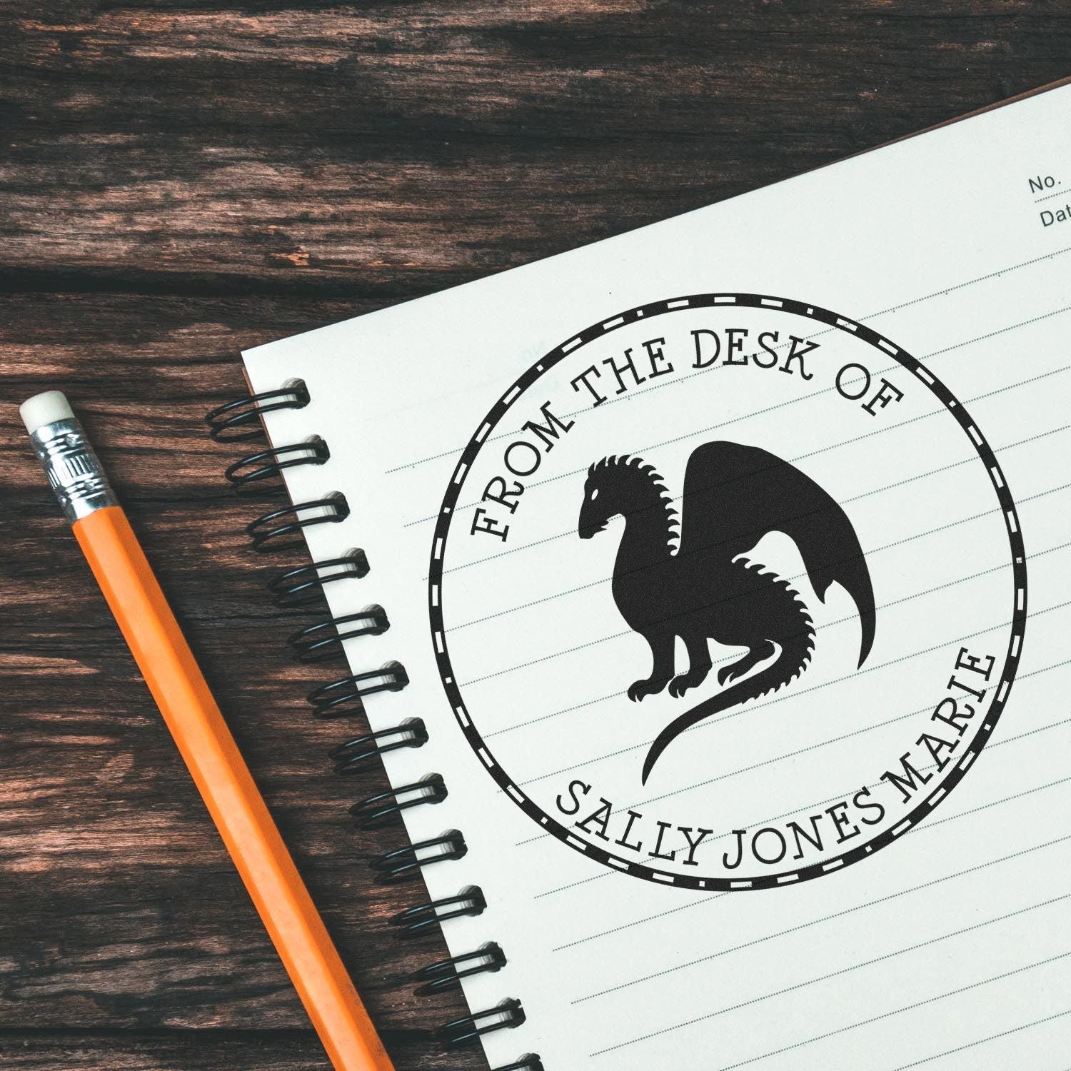 PSI Pre-Inked Ferocious Dragon Custom Made Name Stamp - Engineer Seal Stamps