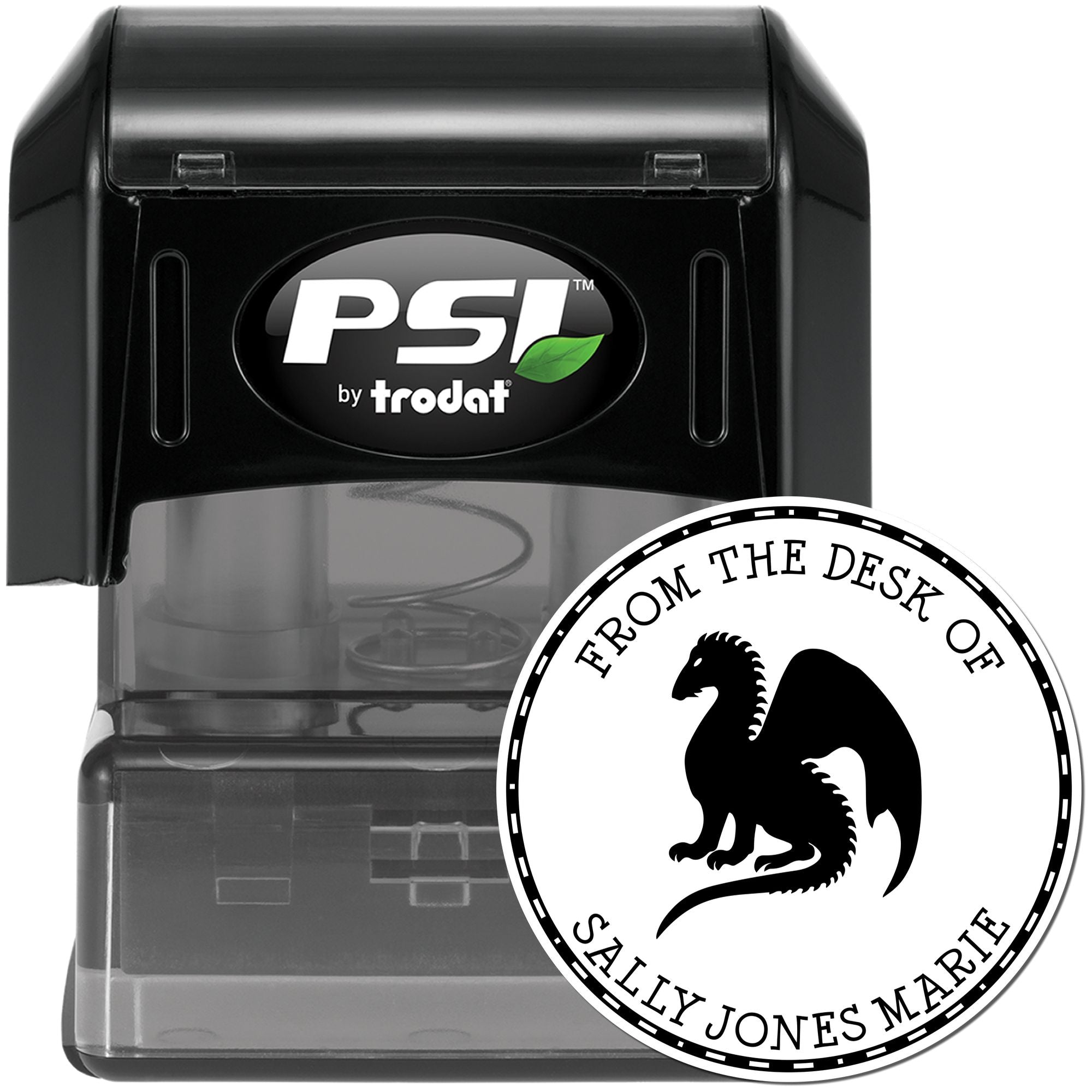 PSI Pre-Inked Ferocious Dragon Custom Made Name Stamp - Engineer Seal Stamps
