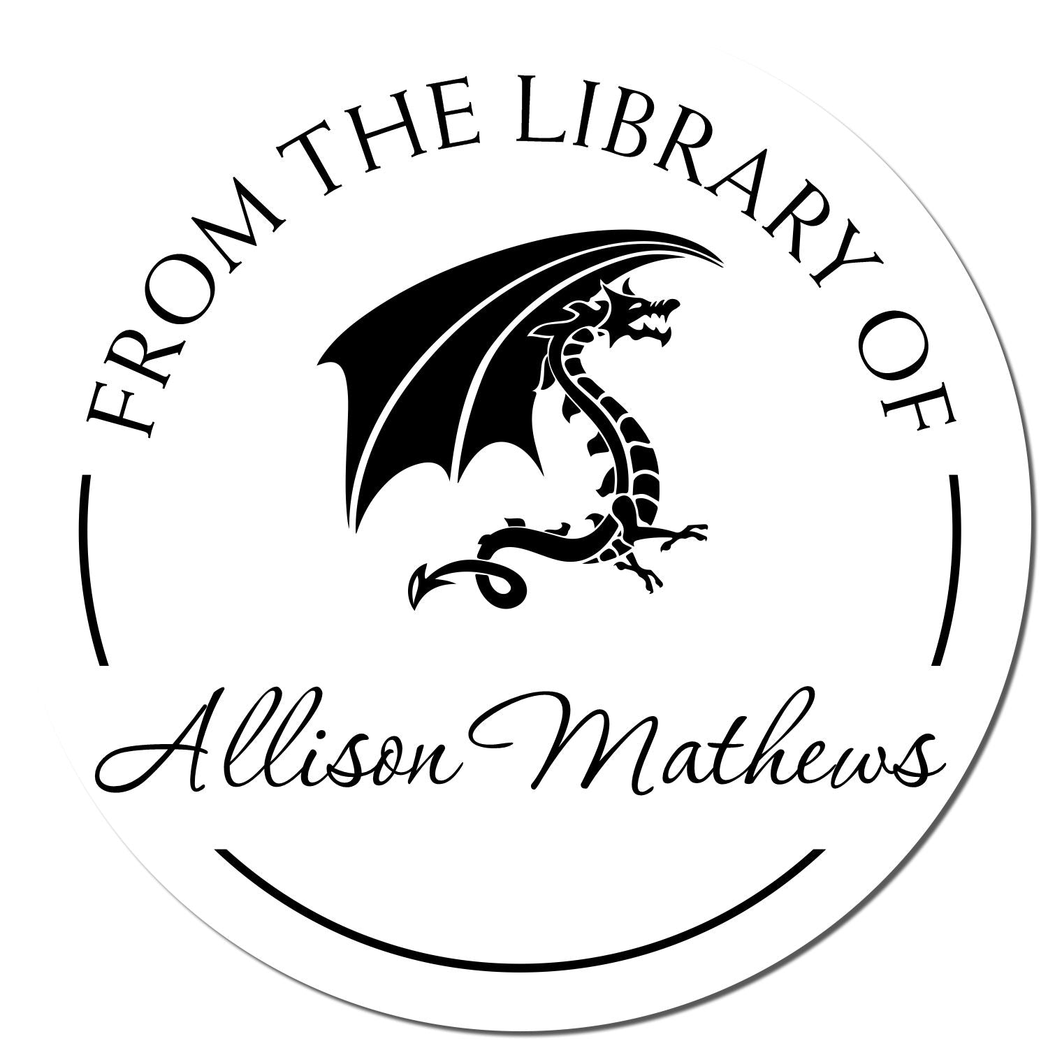 Pre-Inked Enchanting Dragon Personalized Library Collection Stamp - Engineer Seal Stamps