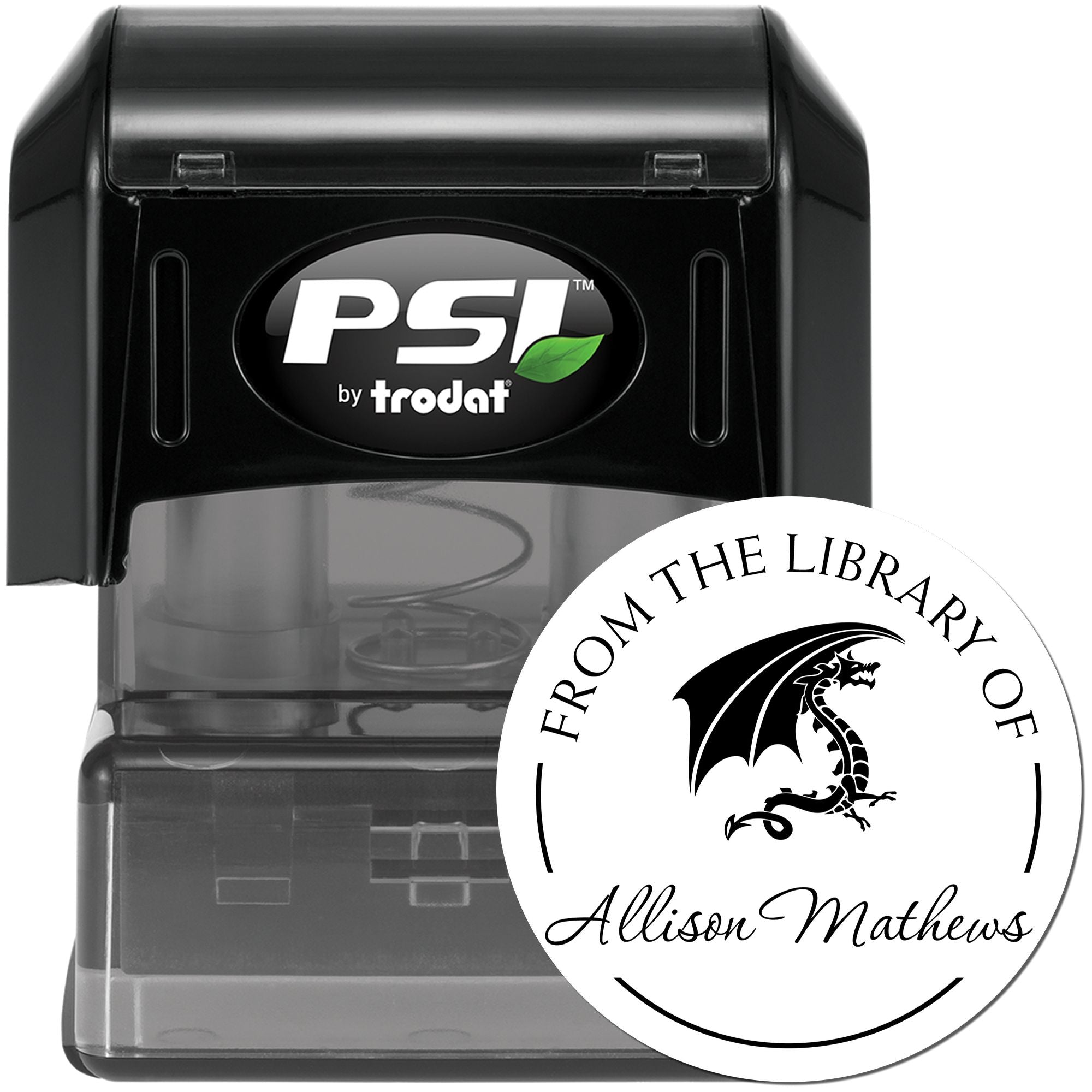 PSI Pre-Inked Enchanting Dragon Custom Made Name Inscription Stamp - Engineer Seal Stamps
