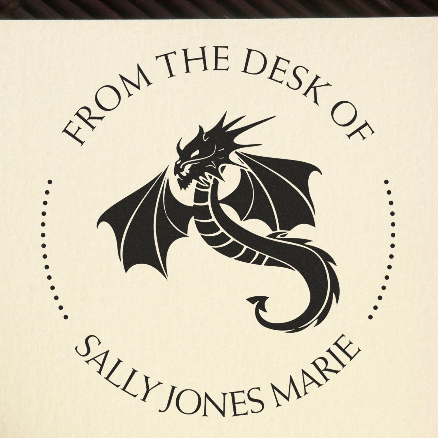 Pre-Inked Serpentine Dragon Personalized Library Name Stamp - Engineer Seal Stamps