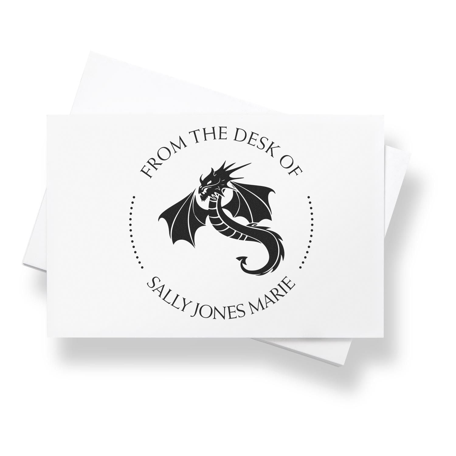 Pre-Inked Serpentine Dragon Personalized Library Name Stamp - Engineer Seal Stamps