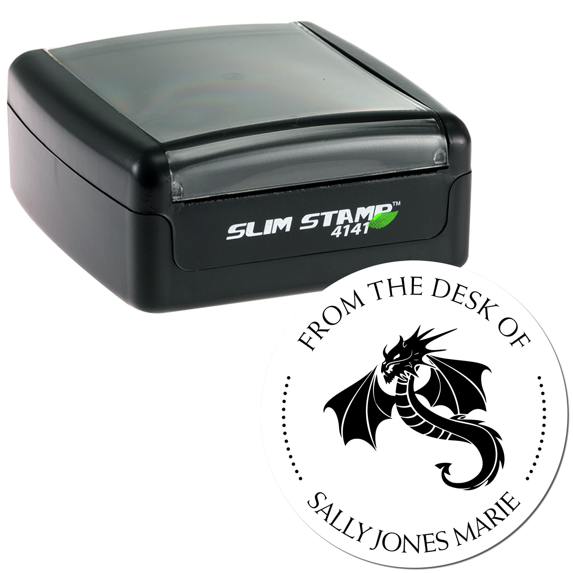 Pre-Inked Serpentine Dragon Personalized Library Name Stamp - Engineer Seal Stamps