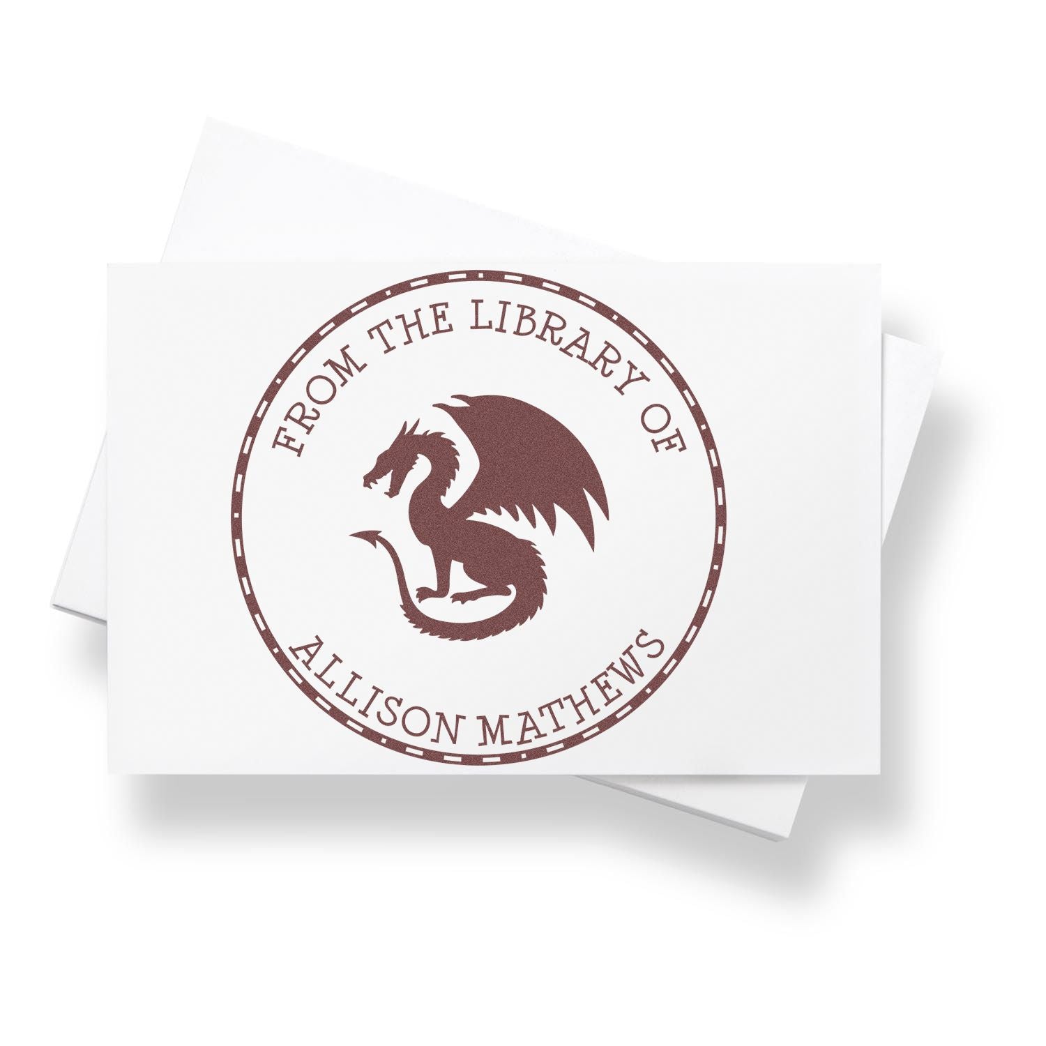 Pre-Inked Fierce Dragon Personalized Library Name Stamper - Engineer Seal Stamps