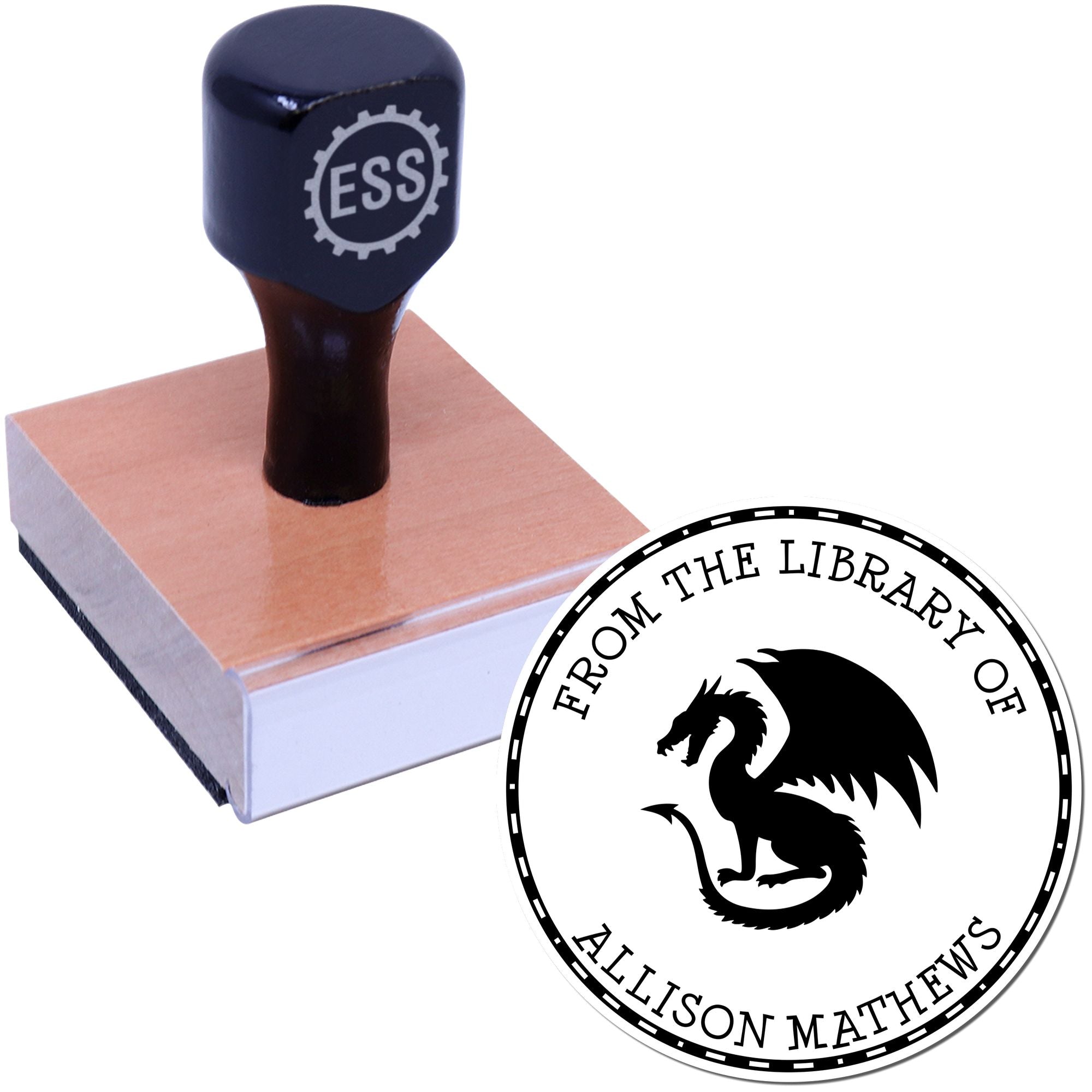Wood Handle Fierce Dragon Custom Book Library Stamper - Engineer Seal Stamps