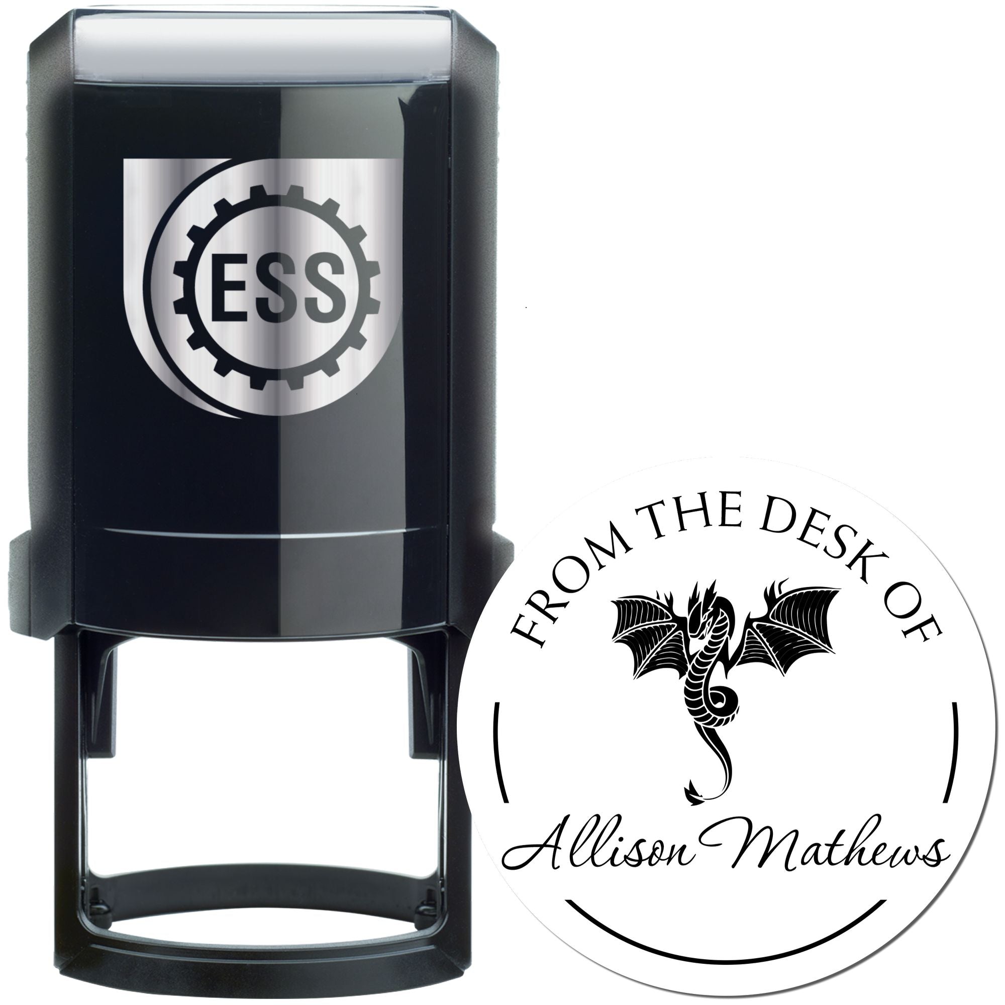 Self-Inking Scaled Dragon Custom This Book Belongs To Stamp - Engineer Seal Stamps