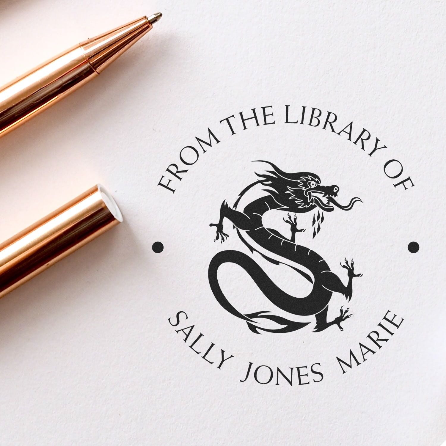 Wood Handle Formidable Dragon Custom Book Lover Stamper - Engineer Seal Stamps