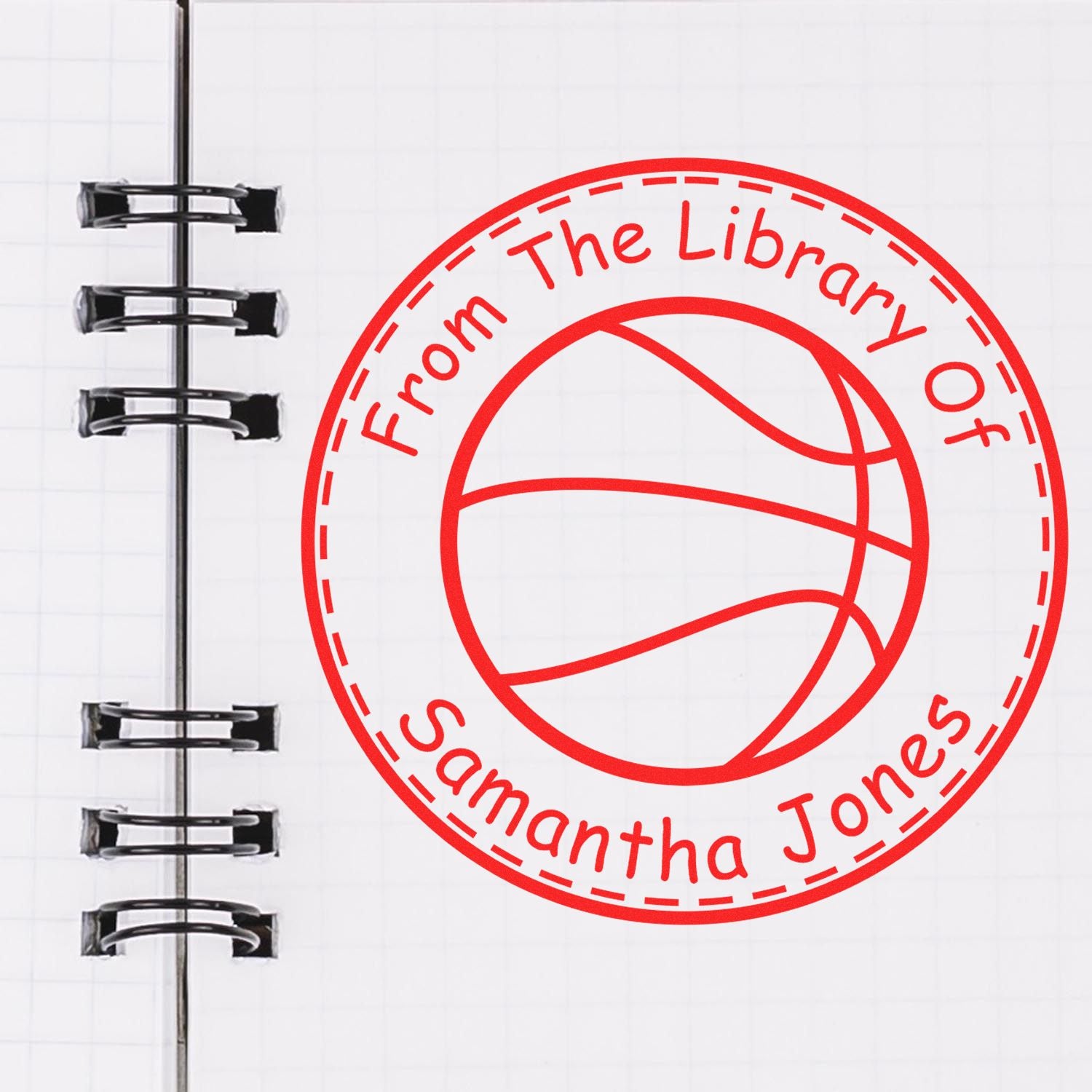 Pre-Inked Competitive Basketball Personalized Book Library Stamp - Engineer Seal Stamps