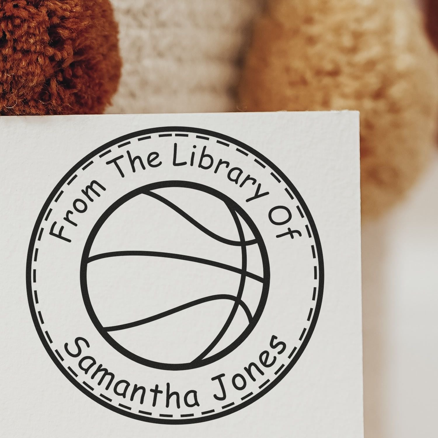 Pre-Inked Competitive Basketball Personalized Book Library Stamp - Engineer Seal Stamps