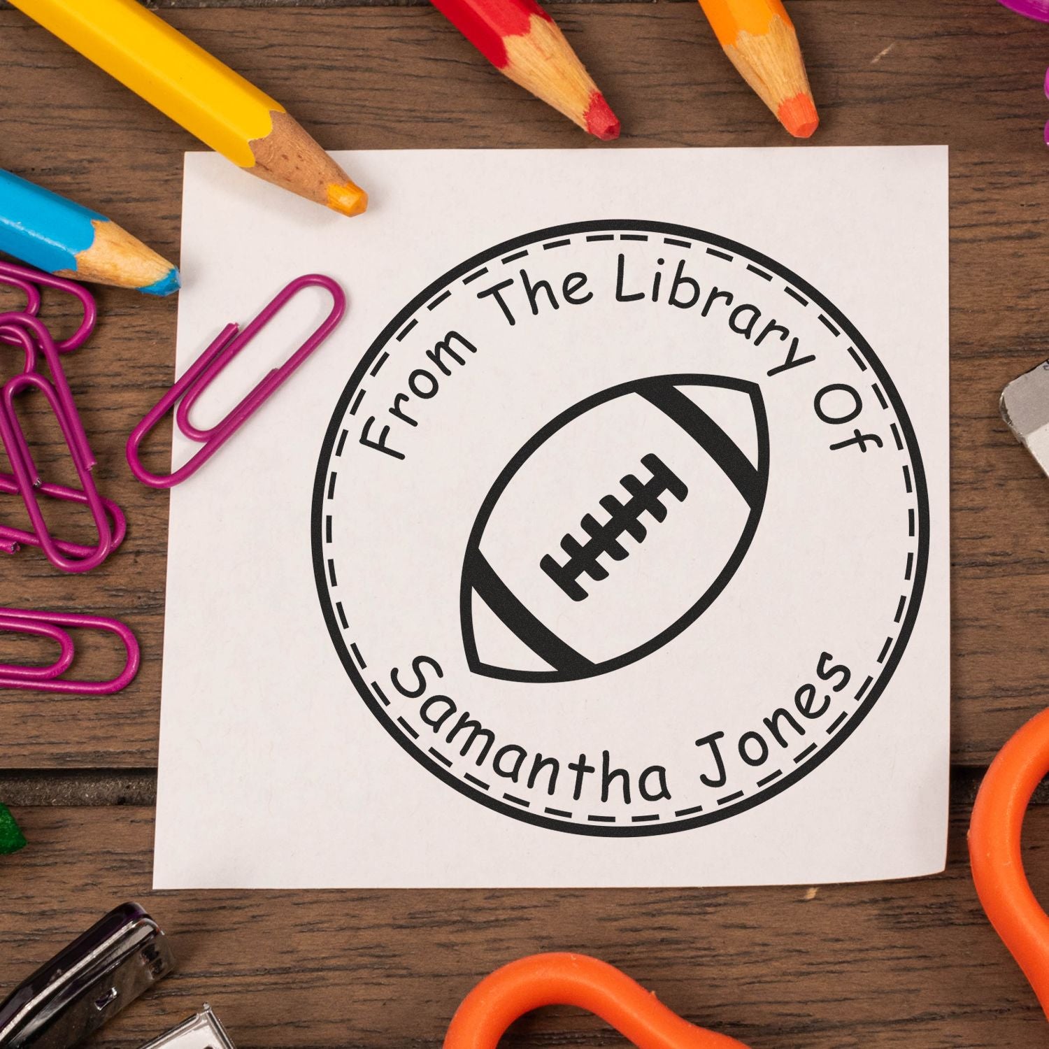 PSI Pre-Inked Energetic Football Custom My Library Stamp - Engineer Seal Stamps