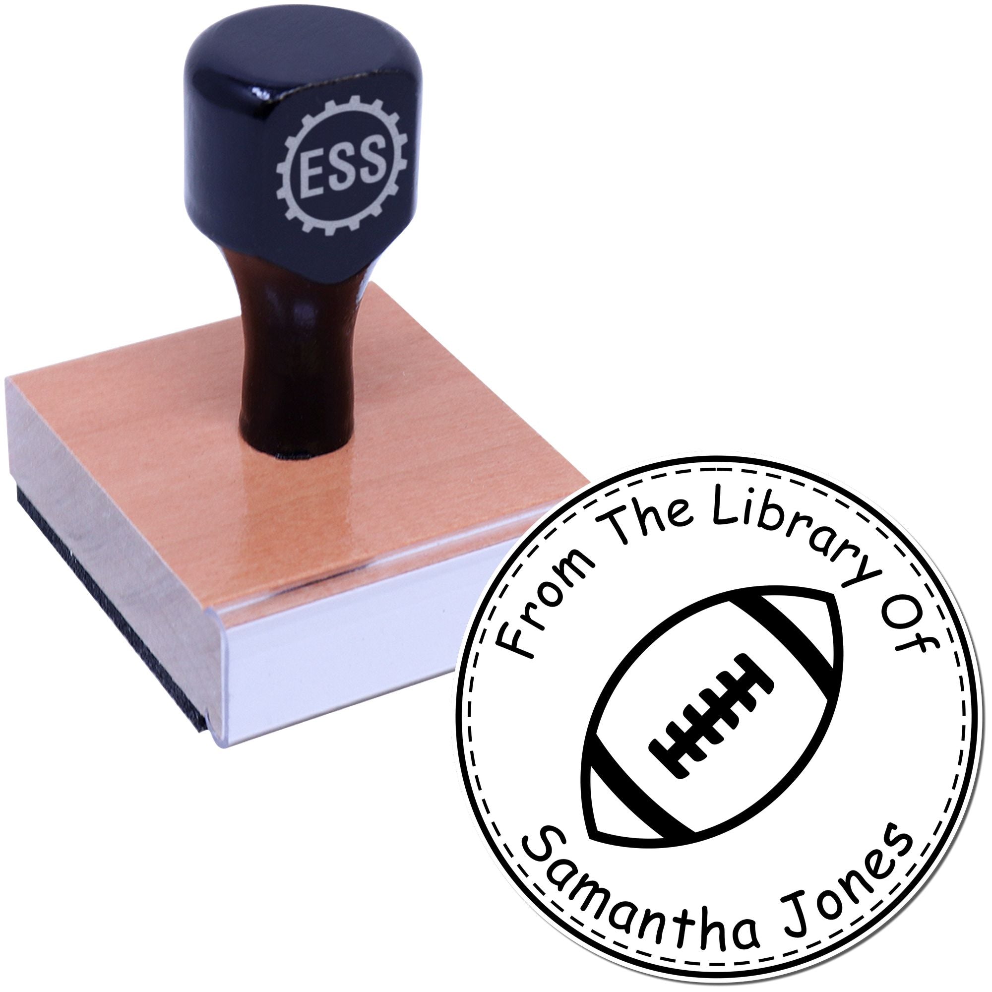 Wood Handle Energetic Football Custom Made Library Stamp - Engineer Seal Stamps