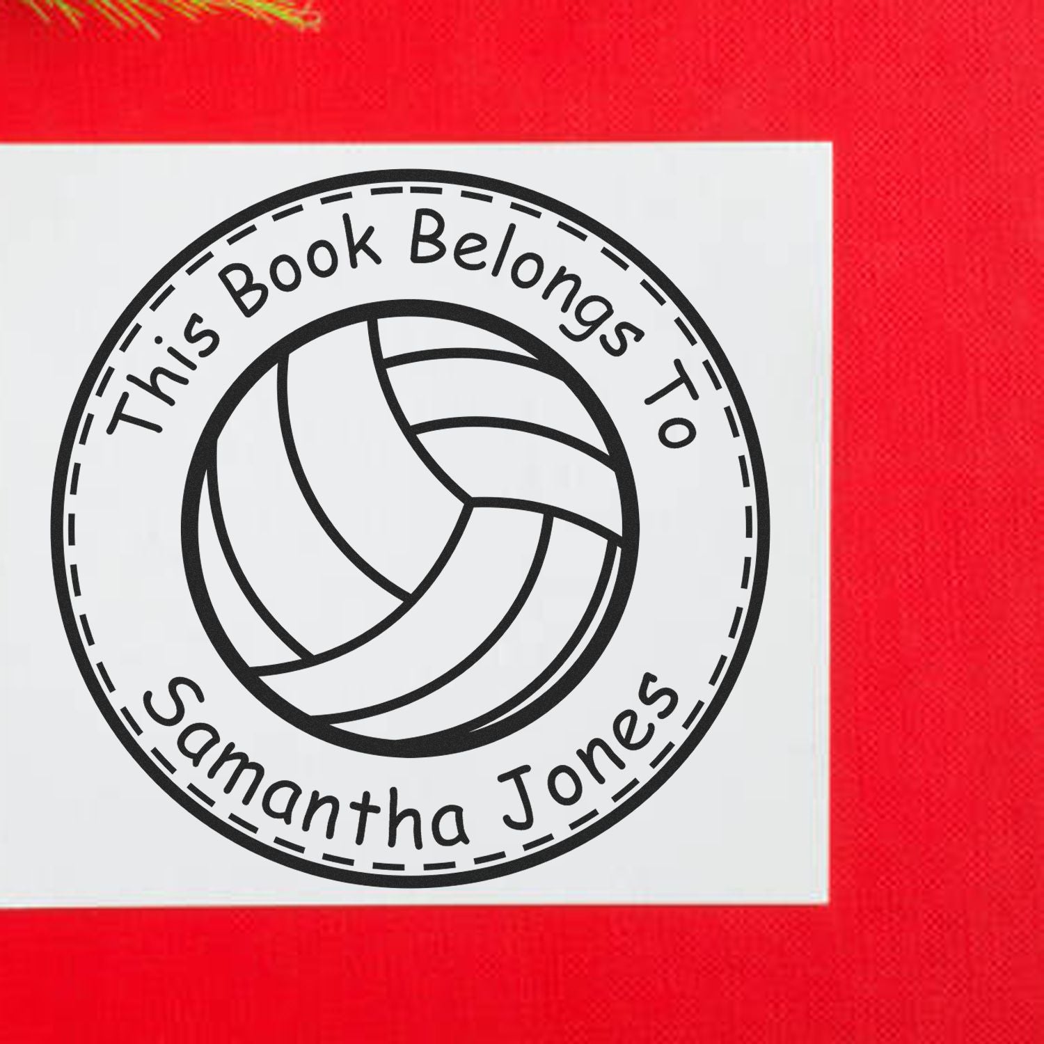 Wood Handle Fast-paced Volleyball Custom Book Ownership Stamper - Engineer Seal Stamps
