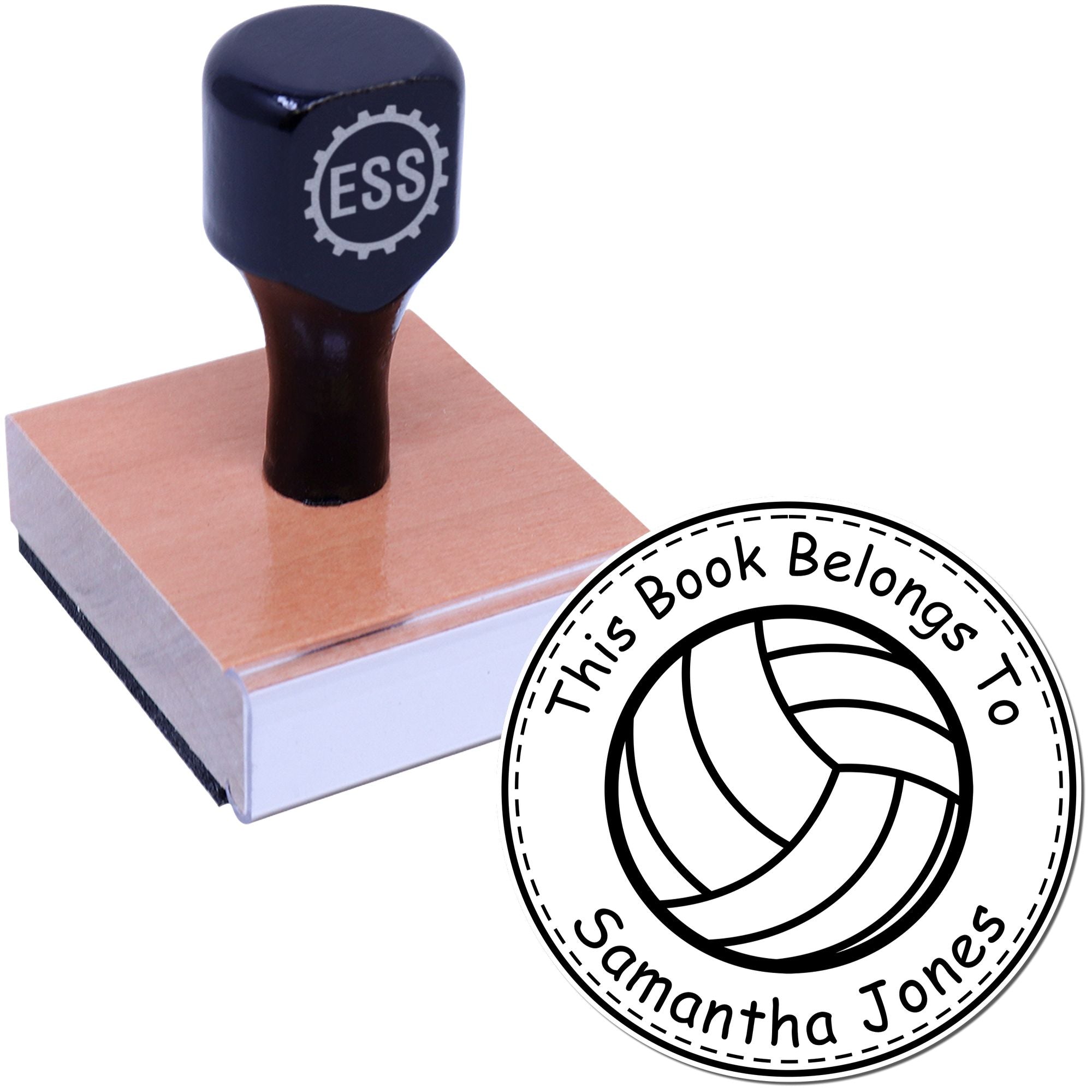Wood Handle Fast-paced Volleyball Custom Book Ownership Stamper - Engineer Seal Stamps