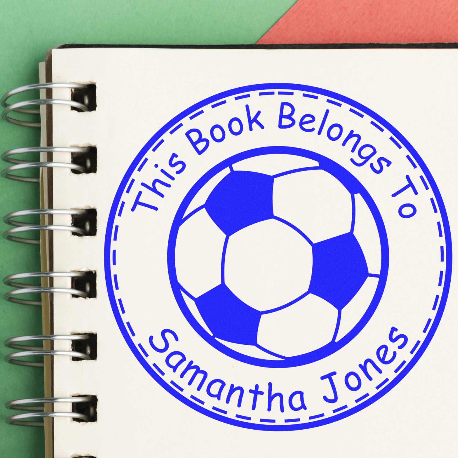 Wood Handle Exhilarating Soccer Custom Book Ownership Label Stamp - Engineer Seal Stamps