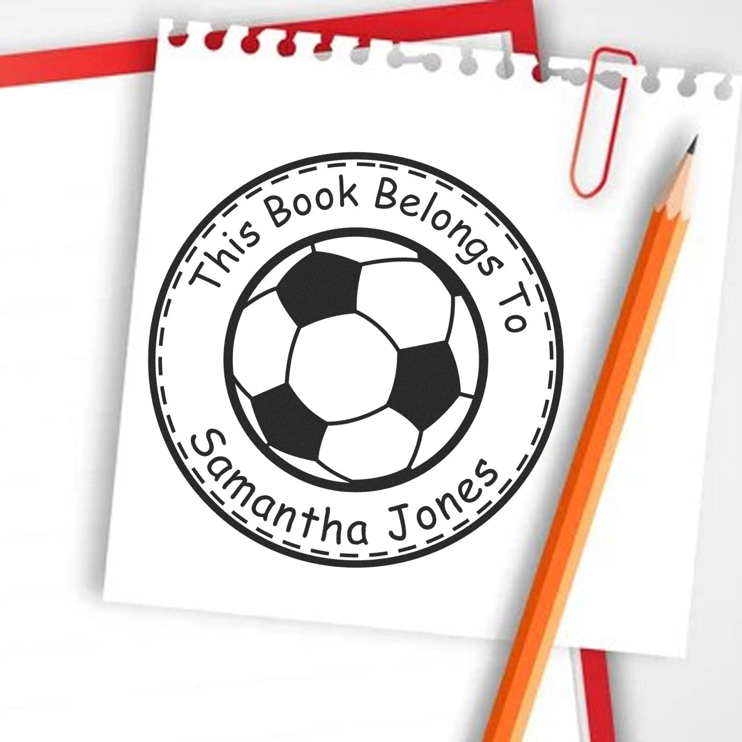 Wood Handle Exhilarating Soccer Custom Book Ownership Label Stamp - Engineer Seal Stamps