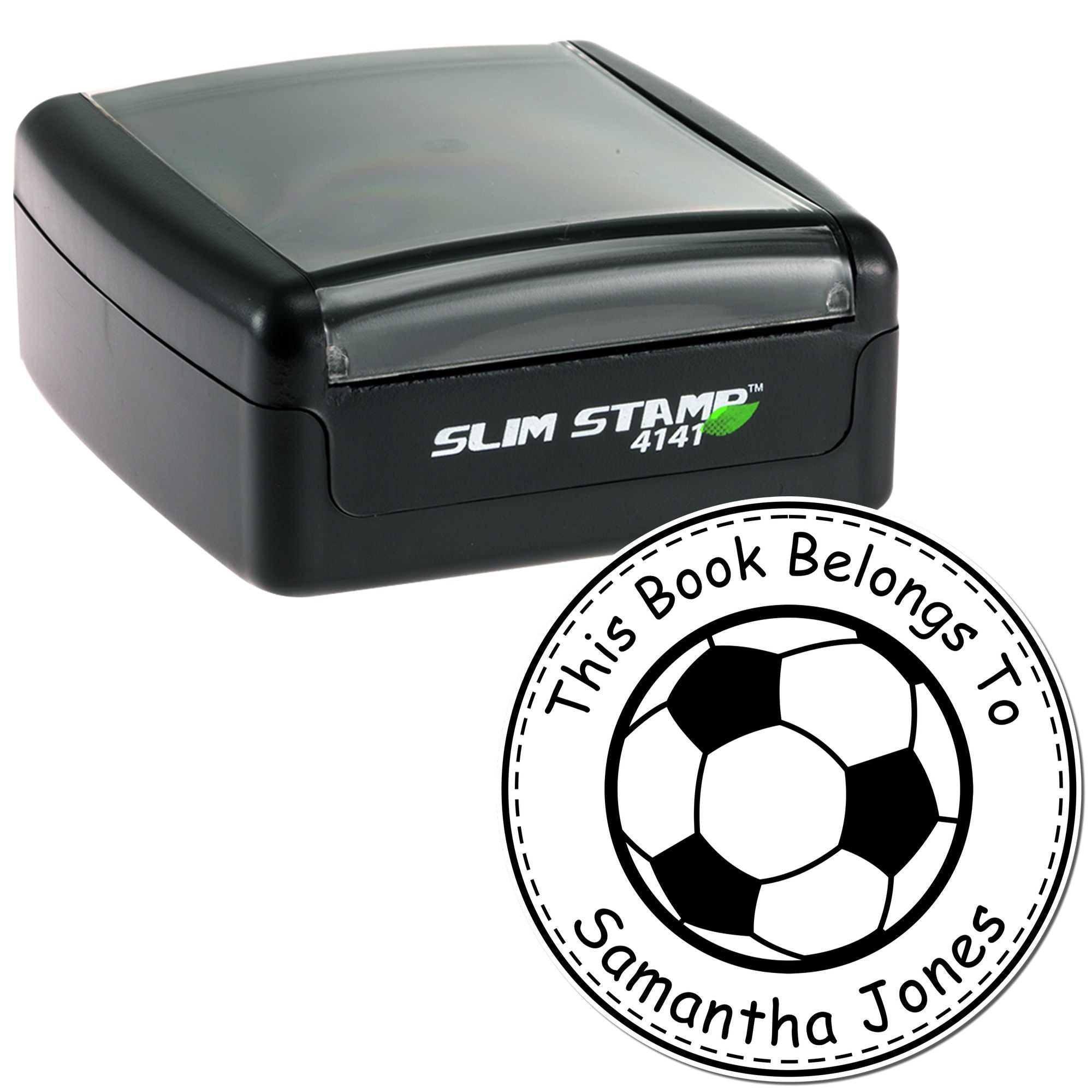 Pre-Inked Exhilarating Soccer Personalized Name Stamp - Engineer Seal Stamps