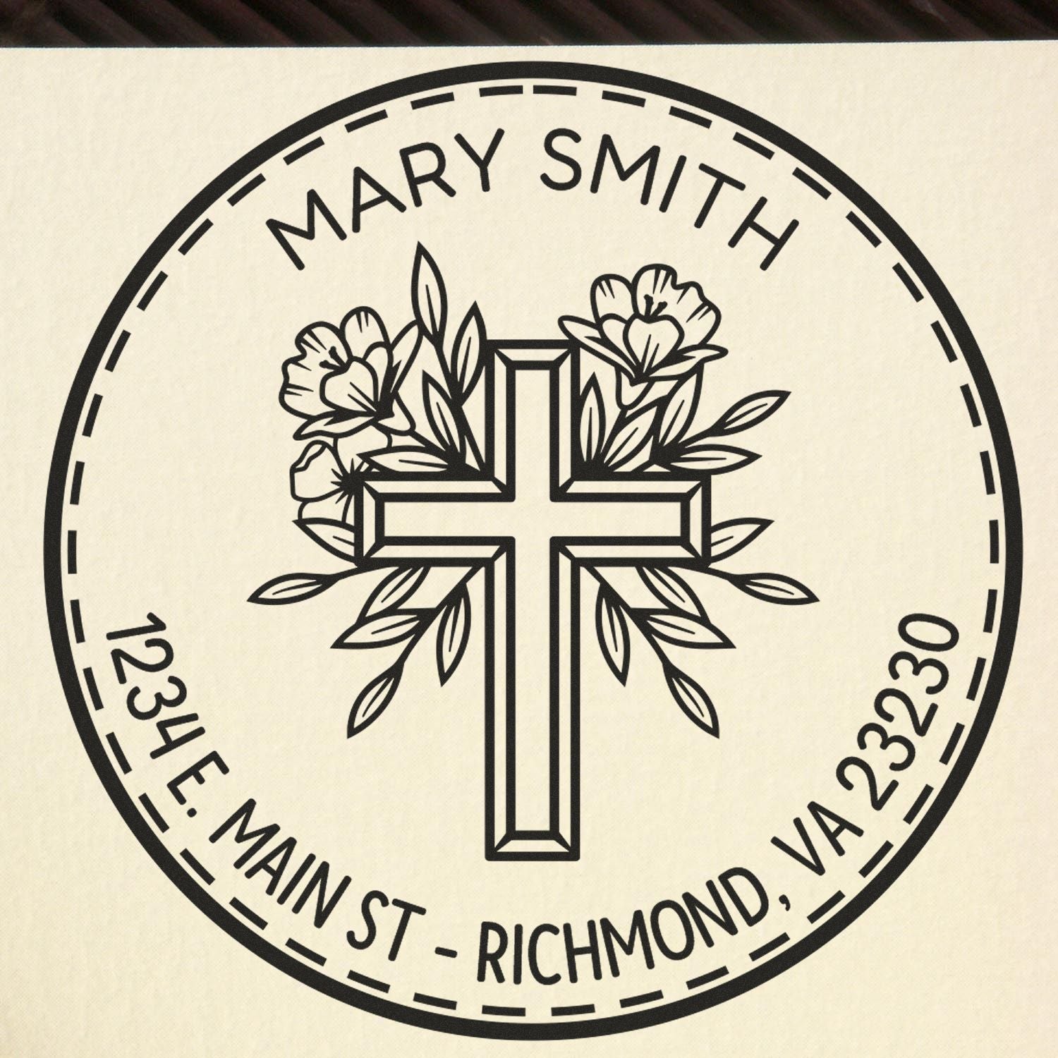 Wood Handle Hallowed Cross Custom Address Stamp - Engineer Seal Stamps