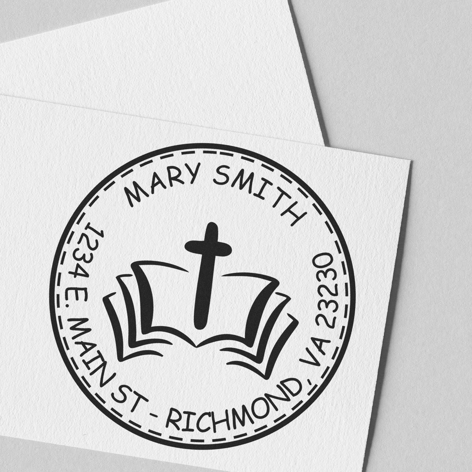 Wood Handle Inspiring Faith Custom Return Address Stamp - Engineer Seal Stamps