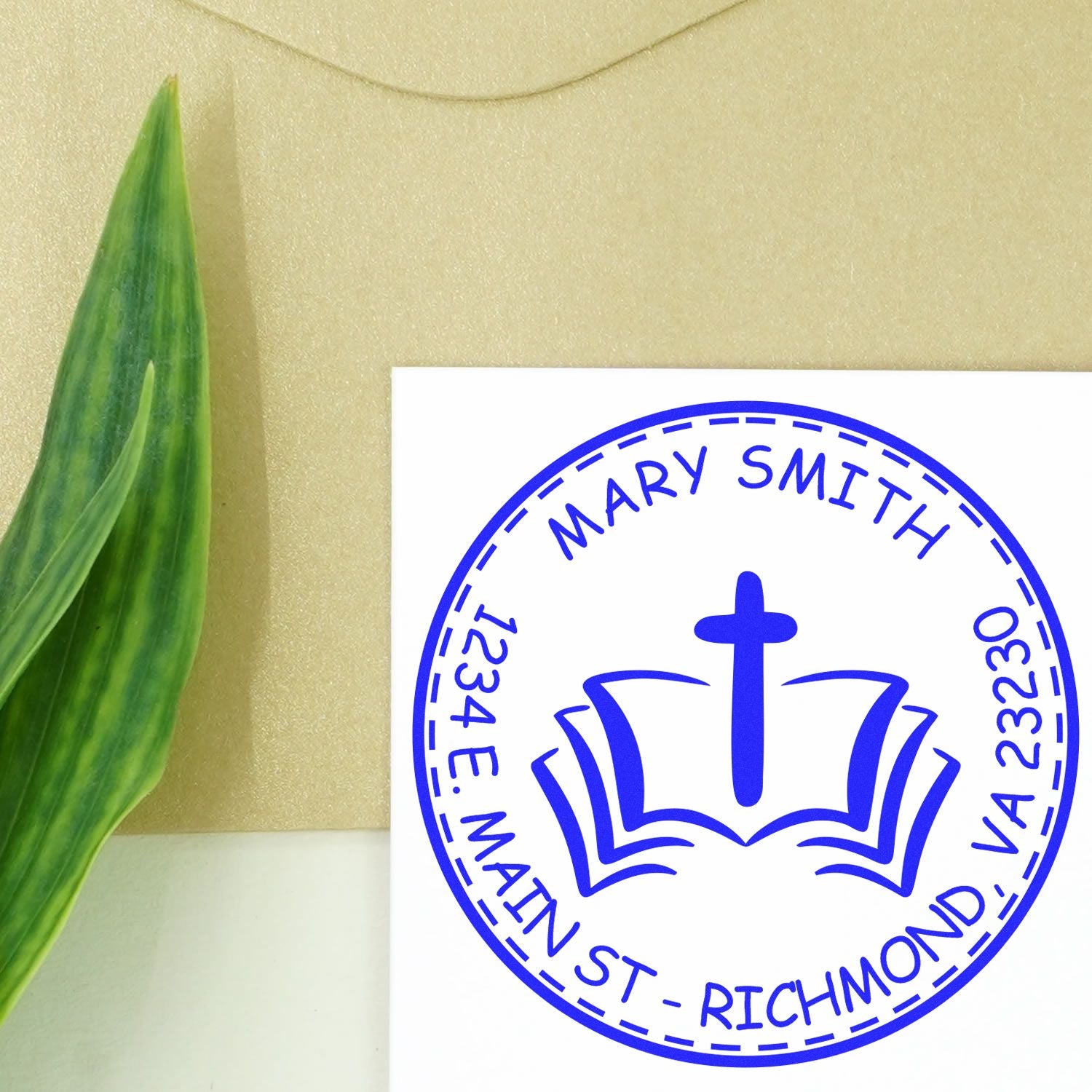 Wood Handle Inspiring Faith Custom Return Address Stamp - Engineer Seal Stamps