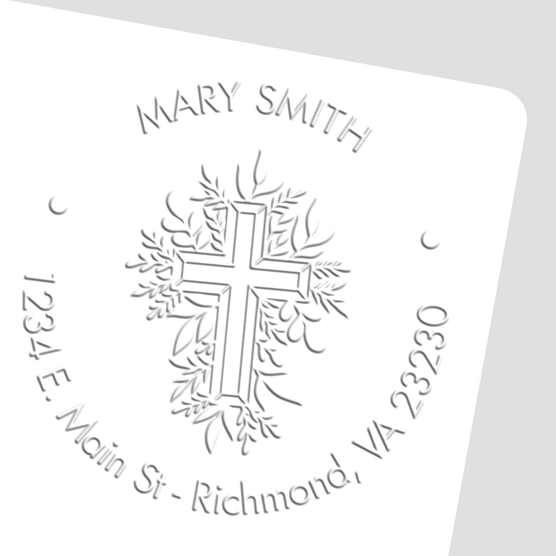 Desk Reverential Cross Custom Made Home Address Embossed Stamp - Engineer Seal Stamps