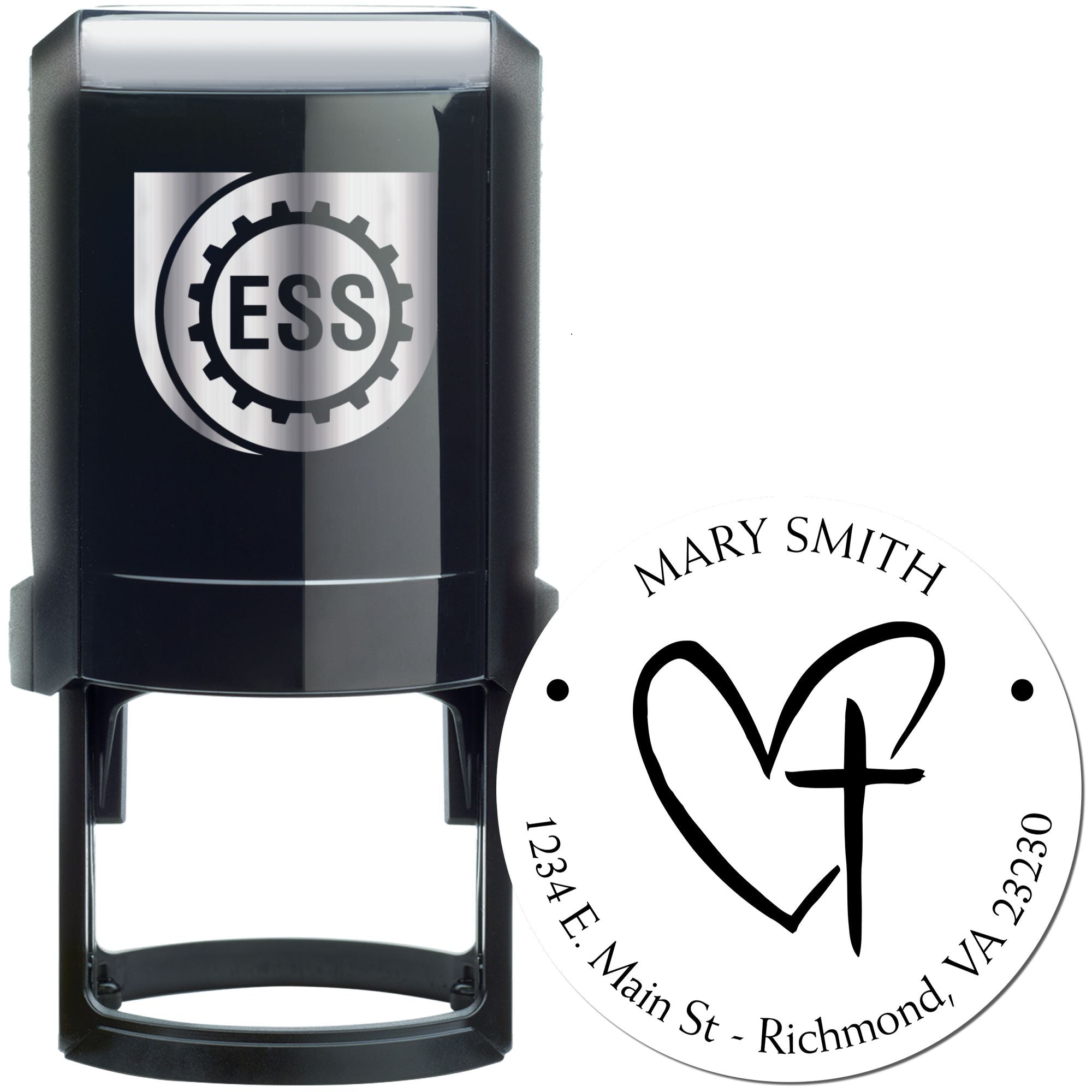 Self-Inking Adorned Cross Personalized Return Address Stamp - Engineer Seal Stamps