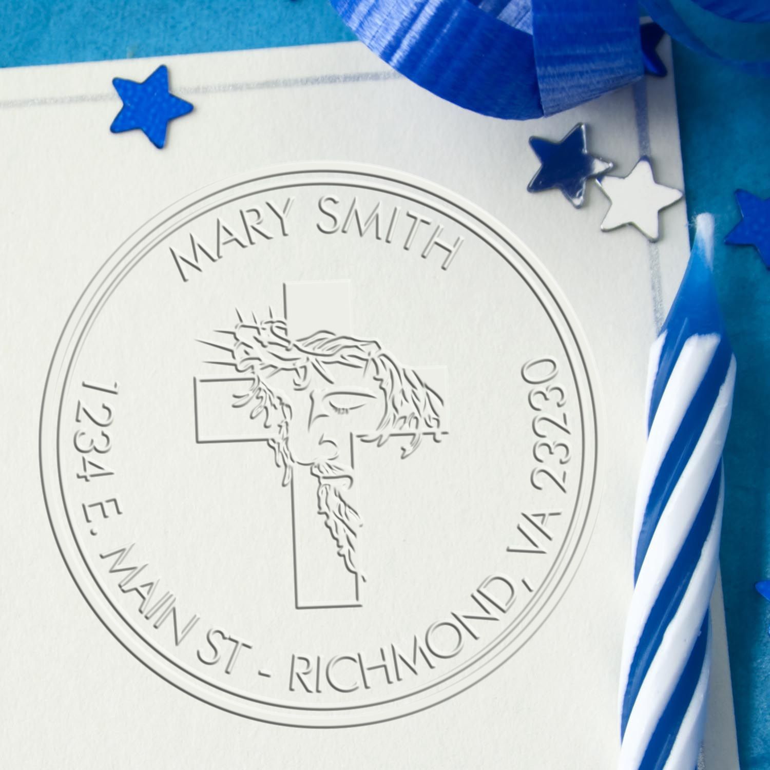 Hybrid Meditative Cross Custom Name And Address Seal Press - Engineer Seal Stamps