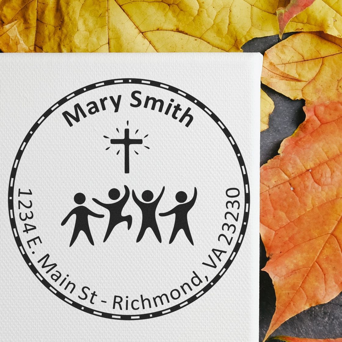 Wood Handle Spiritual Faith Custom Made Return Address Stamp
