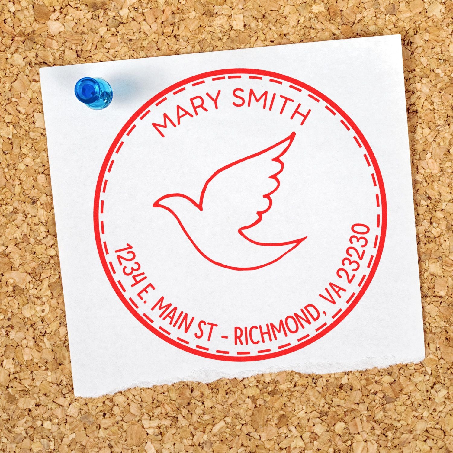 Wood Handle Hallowed Dove Personalized Address Stamp - Engineer Seal Stamps