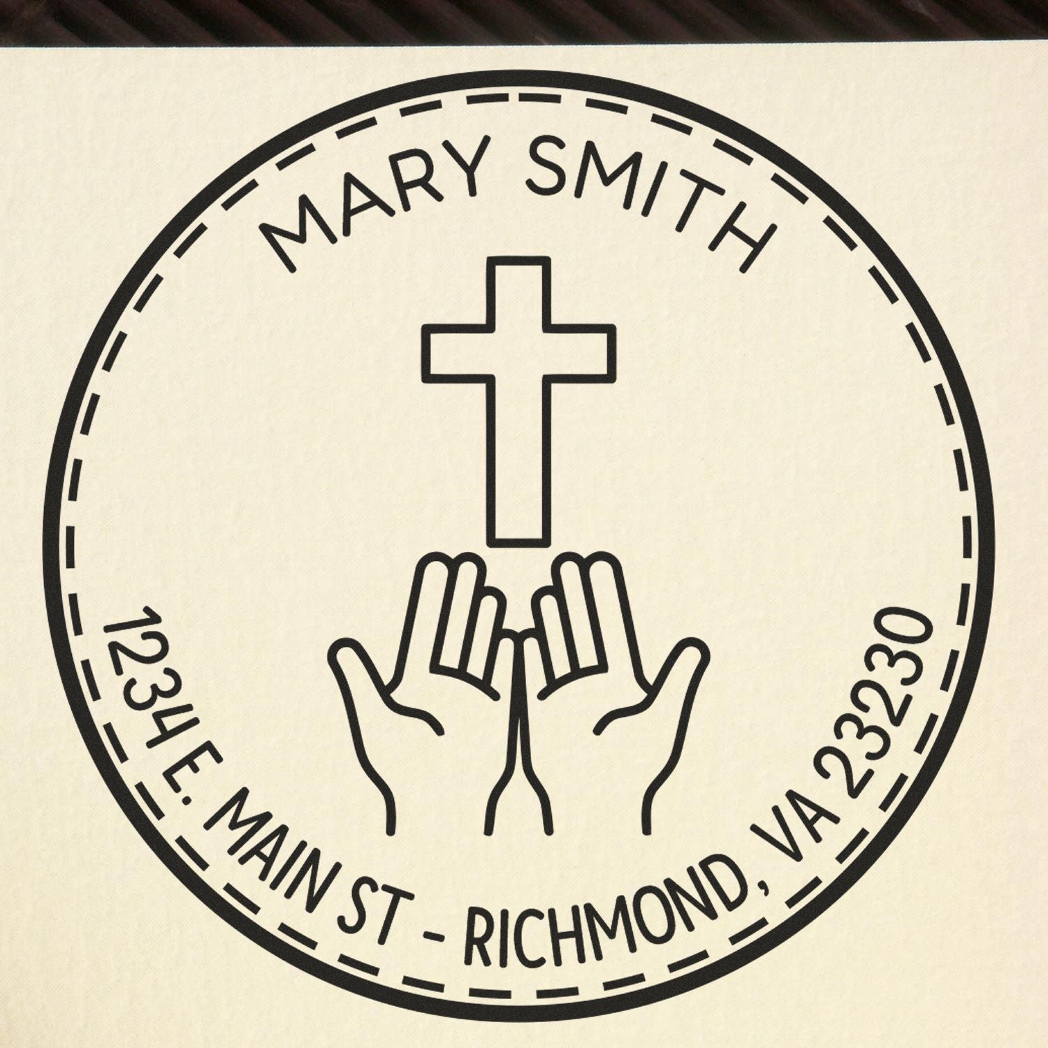 Self-Inking Devotional Cross Customized Home Address Stamp - Engineer Seal Stamps