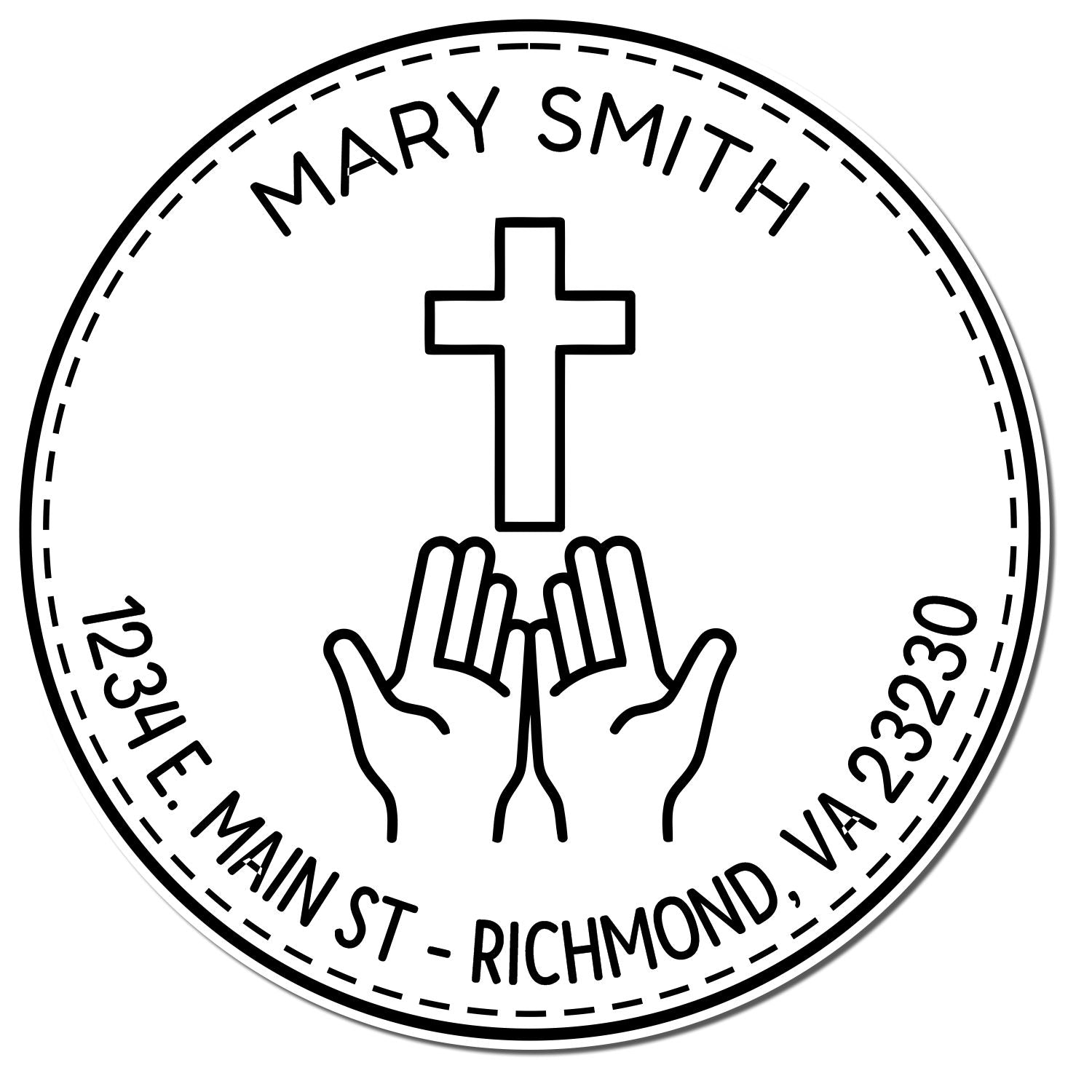 PSI Pre-Inked Devotional Cross Name And Address Stamp - Engineer Seal Stamps