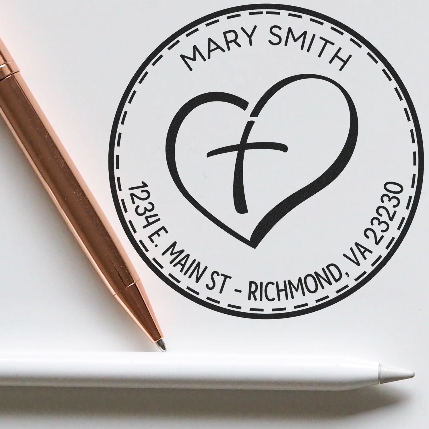 Portable Pre-Inked Pious Heart Custom Made Envelope Stamp - Engineer Seal Stamps