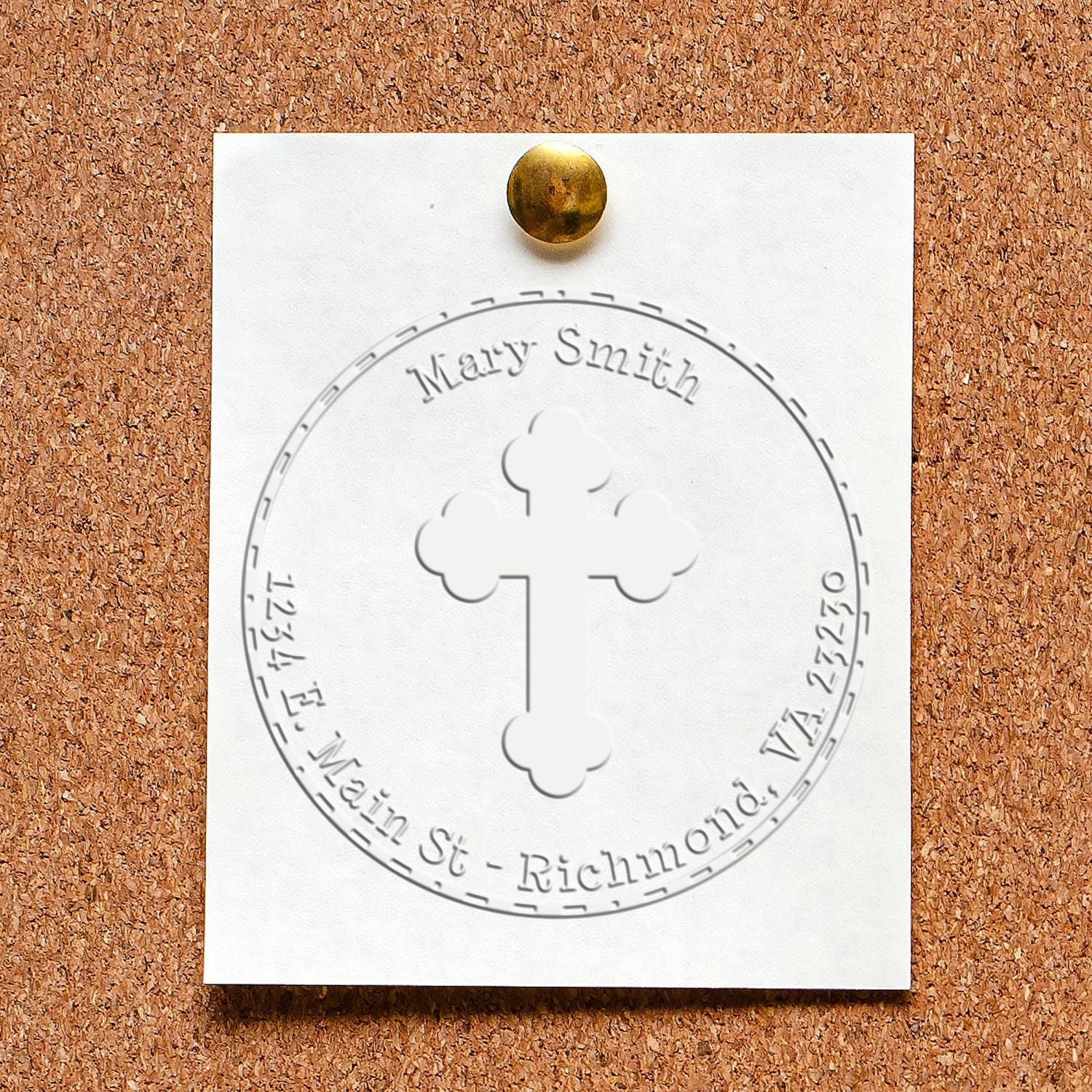 Soft Spiritual Cross Name And Address Embossing Seal