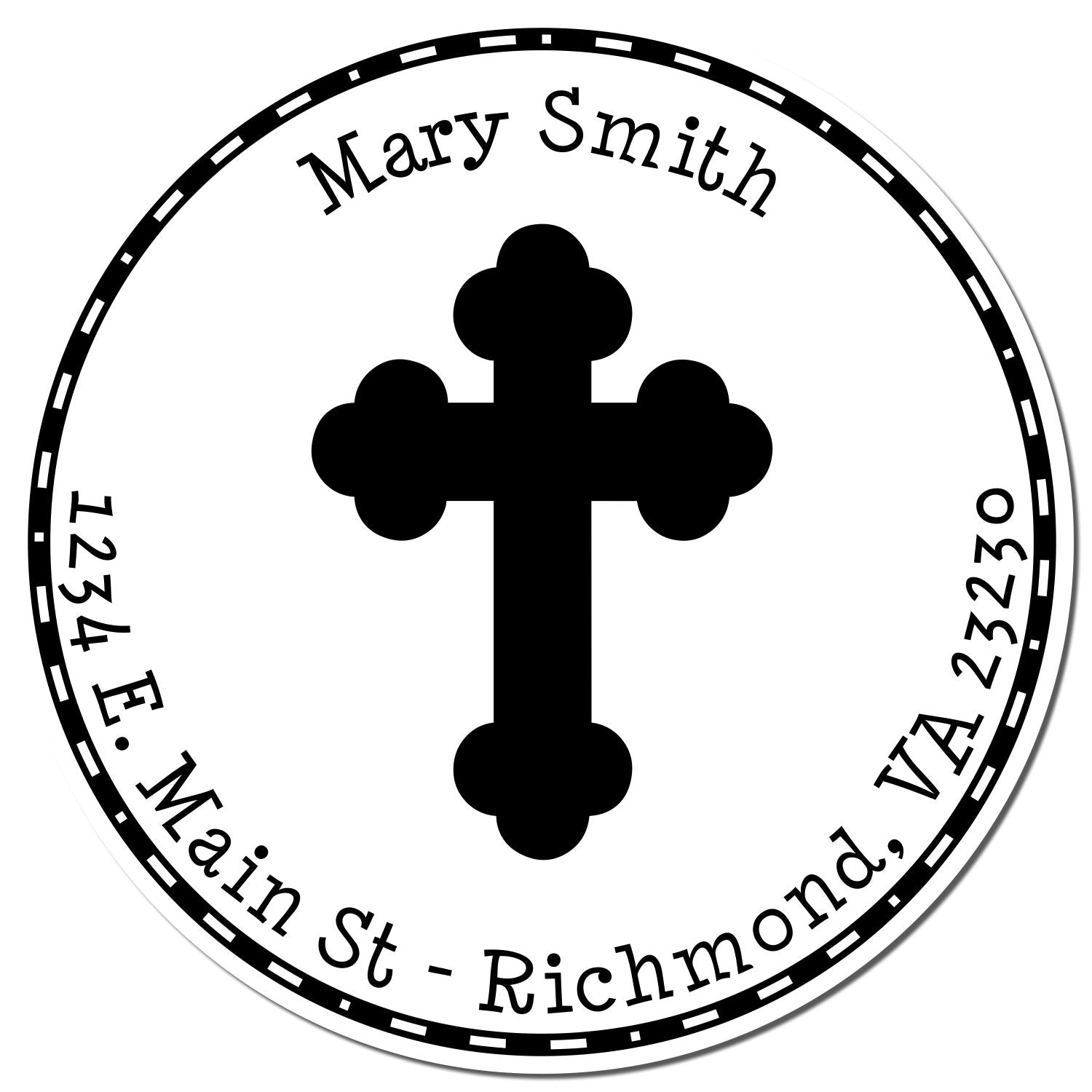 Wood Handle Spiritual Cross Personalized Name And Address Stamp