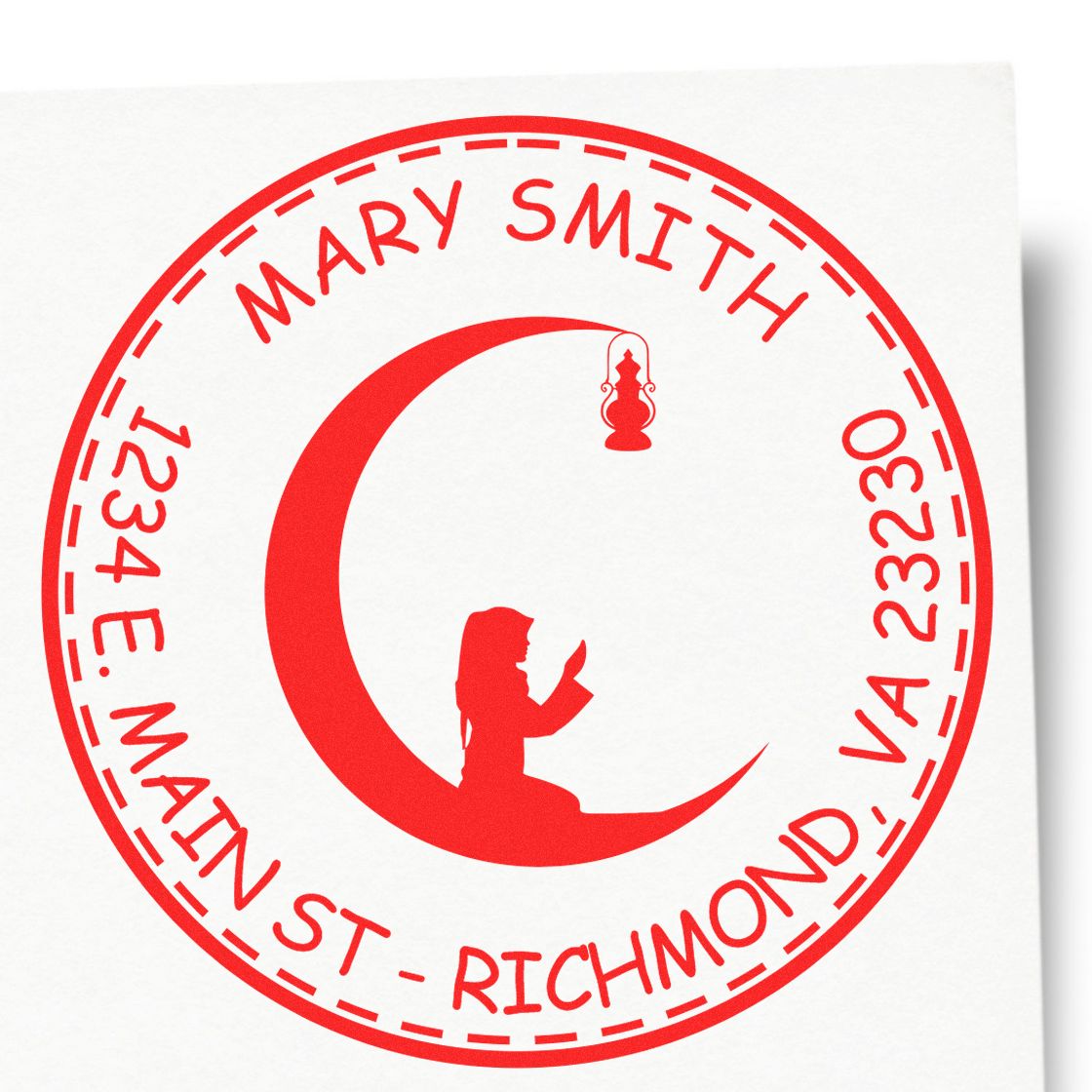 Self-Inking Crescent Prayers Custom Envelope Stamp - Engineer Seal Stamps