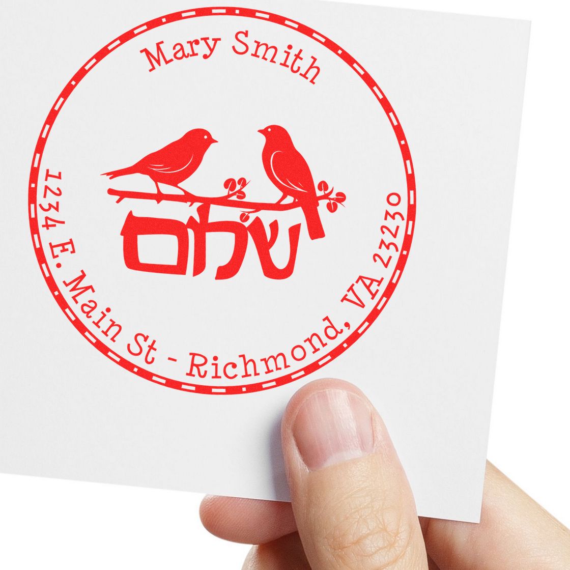 Wood Handle Shalom Birds Made To Order Mail Stamp